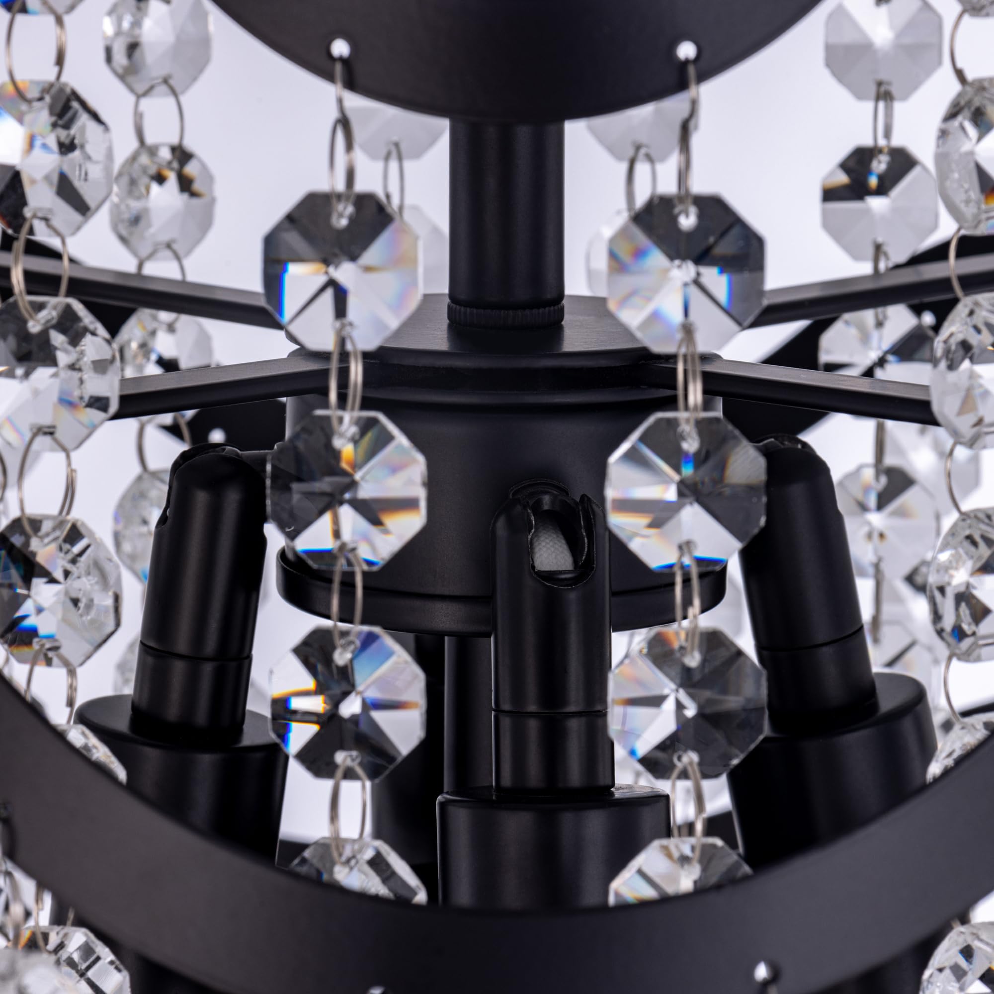 Boho Crystal Floor Lamp - Farmhouse Black Crystal Chandelier Floor Light for Living Room, Dining Room, Bedroom, Office | Modern Home Decor & Reading Nook Lighting