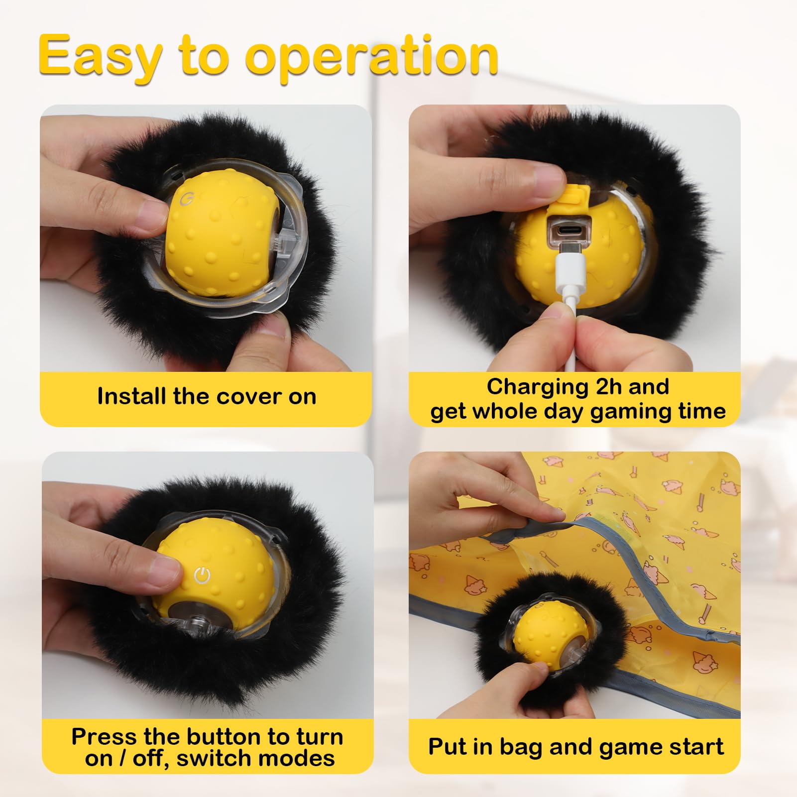 Interactive Electric Cat Toys for Indoor Cats - Motion Activated Chirping Ball with LED Light, Fast Rolling Hide & Seek Toy for Playtime & Exercise (Great for Boredom Relief & Nighttime Play)