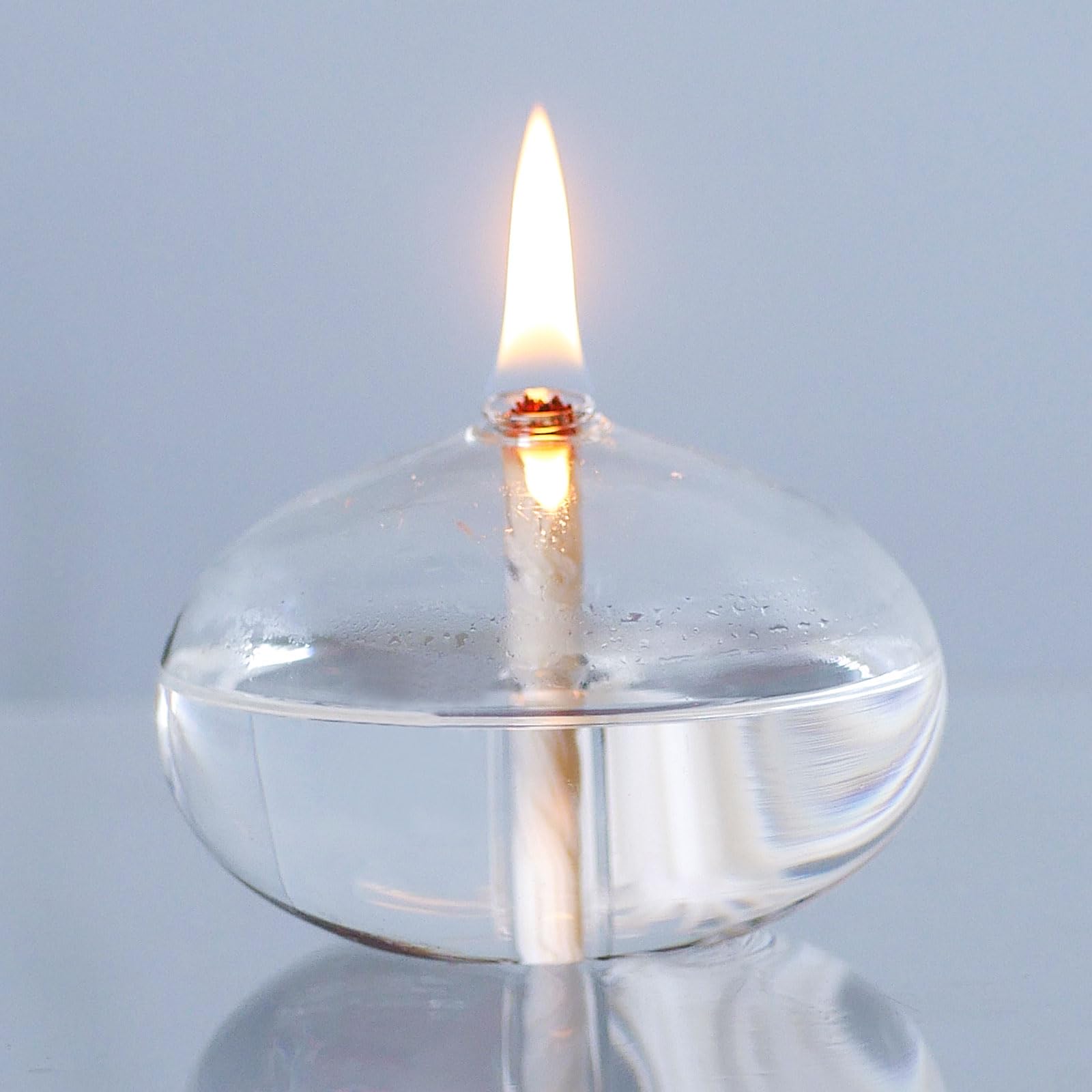 Refillable Glass Oil Candles for Home Decor - Sturdy Borosilicate Indoor Oil Lamps with Liquid Fuel - Perfect for Romantic Dinners, Meditation & Cozy Ambiance
