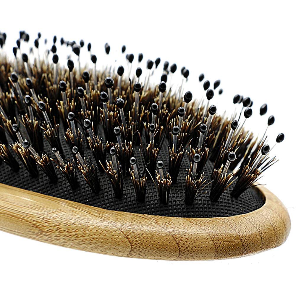 Premium Boar Bristle Hair Brush Set (2 Pack) - Natural Wooden Bamboo Detangling Brush for Thick Hair, Reduces Static & Hair Breakage - Perfect for Daily Styling, Salon Use & Travel Essentials
