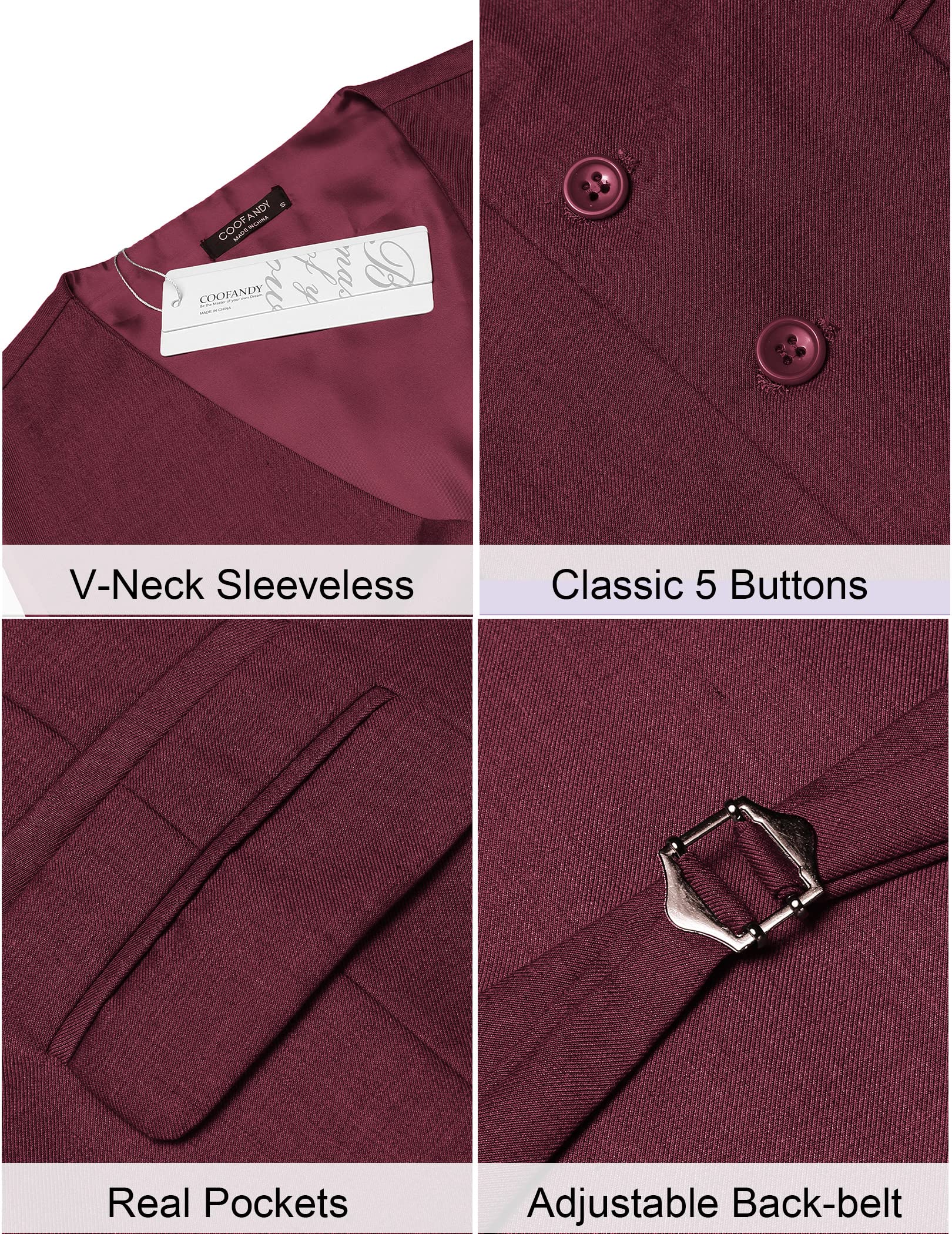 COOFANDY Men's Slim Fit Suit Vest | Formal Business Waistcoat for Wedding & Office | Stylish & Comfortable for Professional Events