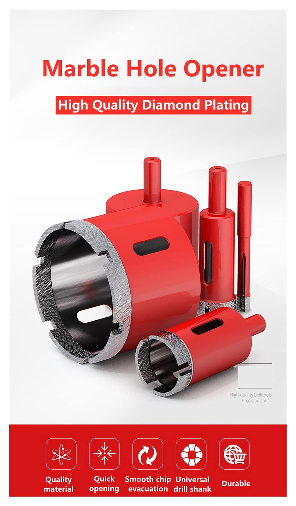 1PC 6-80mm Diamond Drill Bit Set - Diamond Coated Hole Saw for Marble, Granite, Brick, Tile, Ceramic & Concrete Drilling - Perfect for DIY Home Renovation, Stone Countertop Installation & Masonry Work (70mm Hole Diameter)