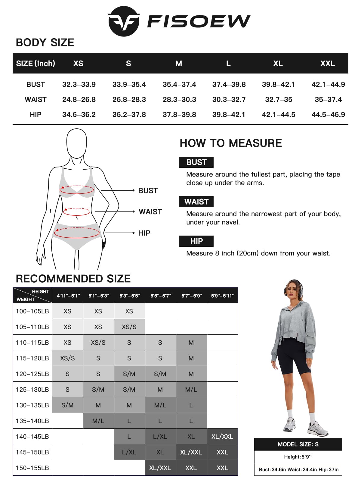 Fisoew Women's Cropped Hoodie Half Zip Pullover - Long Sleeve Pocketed Loose Fit Hooded Sweatshirt for Fall | Casual Outfit, Streetwear, Lounge Wear