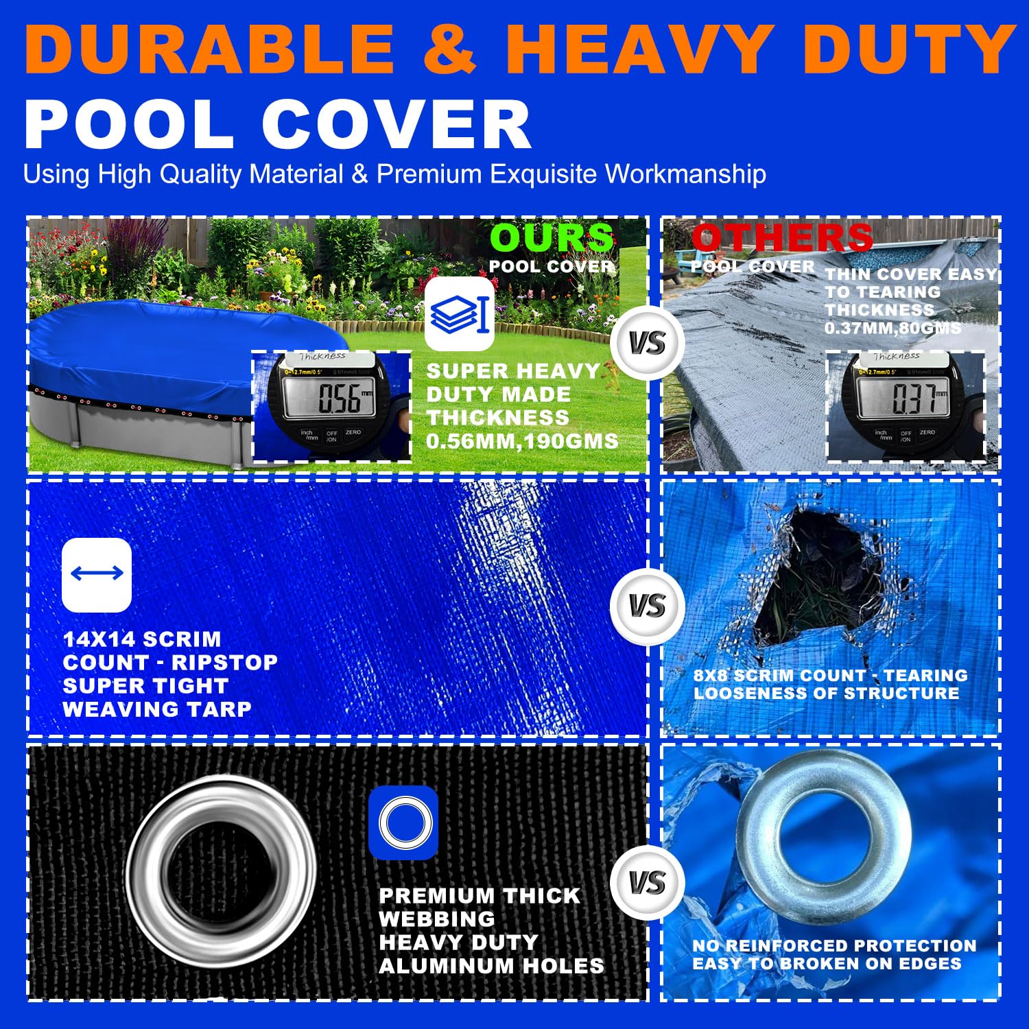 Heavy Duty 18x33ft Oval Winter Pool Cover for Above Ground Pools - Cold-Resistant, Anti-UV PE Material with Winch & Cable Set | All-Weather Protection for Swimming Pools | Perfect for Winter Storage and Seasonal Pool Maintenance