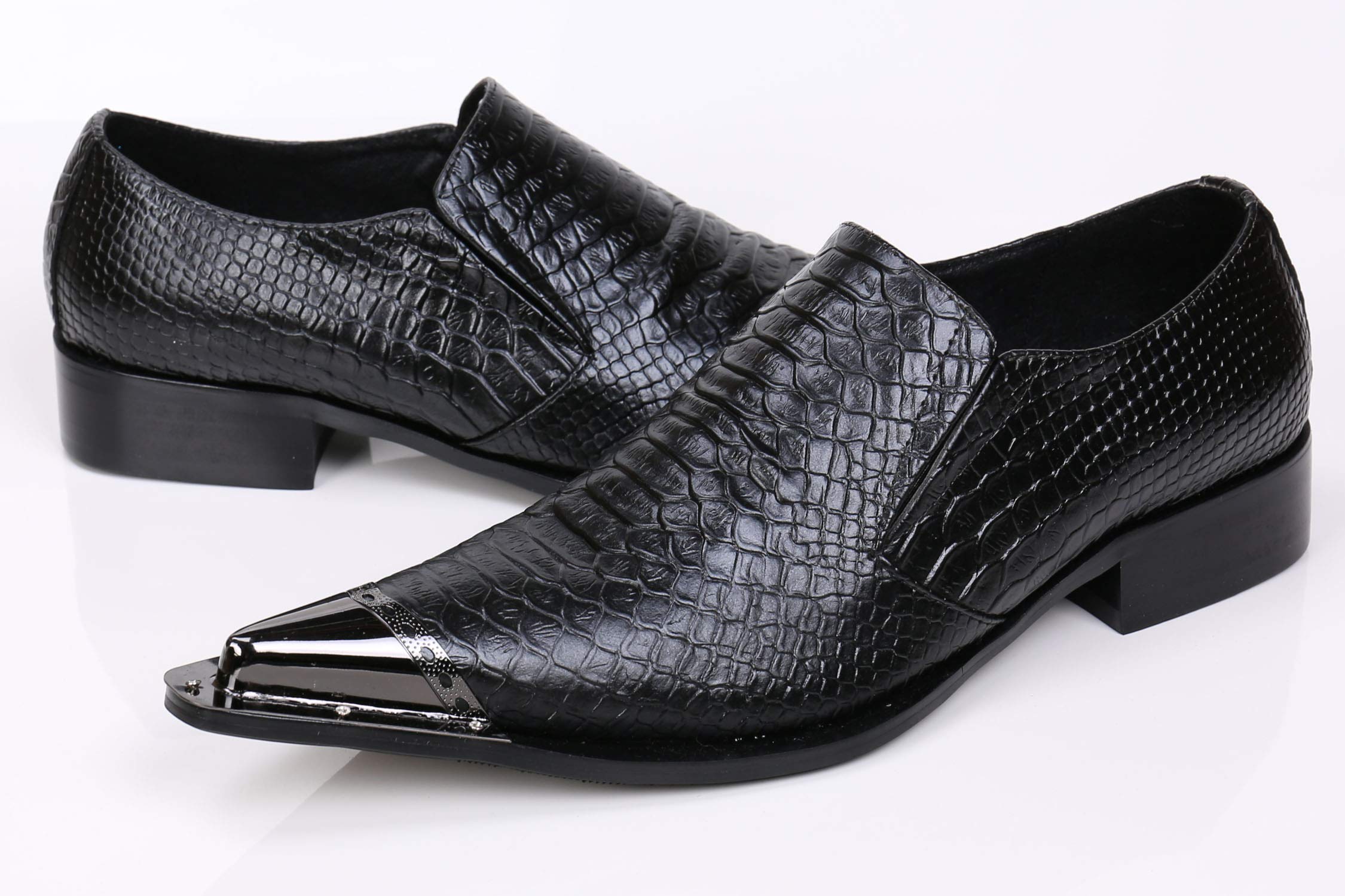 Stylish Santimon Men's Leather Loafers - Pointed Toe Western Embroidery Dress Shoes for Business & Casual Wear | Perfect for Office, Parties & Western Events