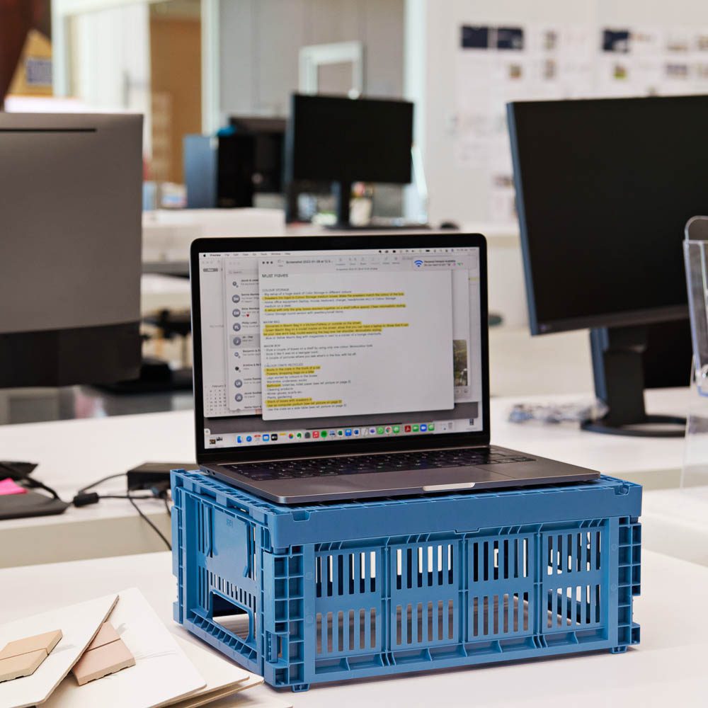 HAY Colour Storage Crate V2 - Small Plastic Organizer Bin in Electric Blue | Perfect for Home, Office & Kids Room Organization