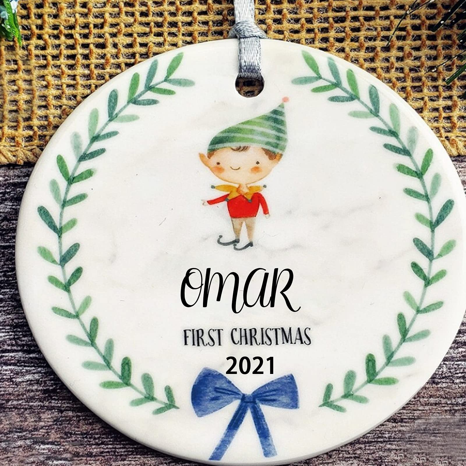 Personalized Baby's First Christmas Ornament - Custom Name Elf Ornament for Baby Boy - Christmas Keepsake Gift for Newborn - Perfect for Tree Decor, Stocking Stuffers & Holiday Memories
