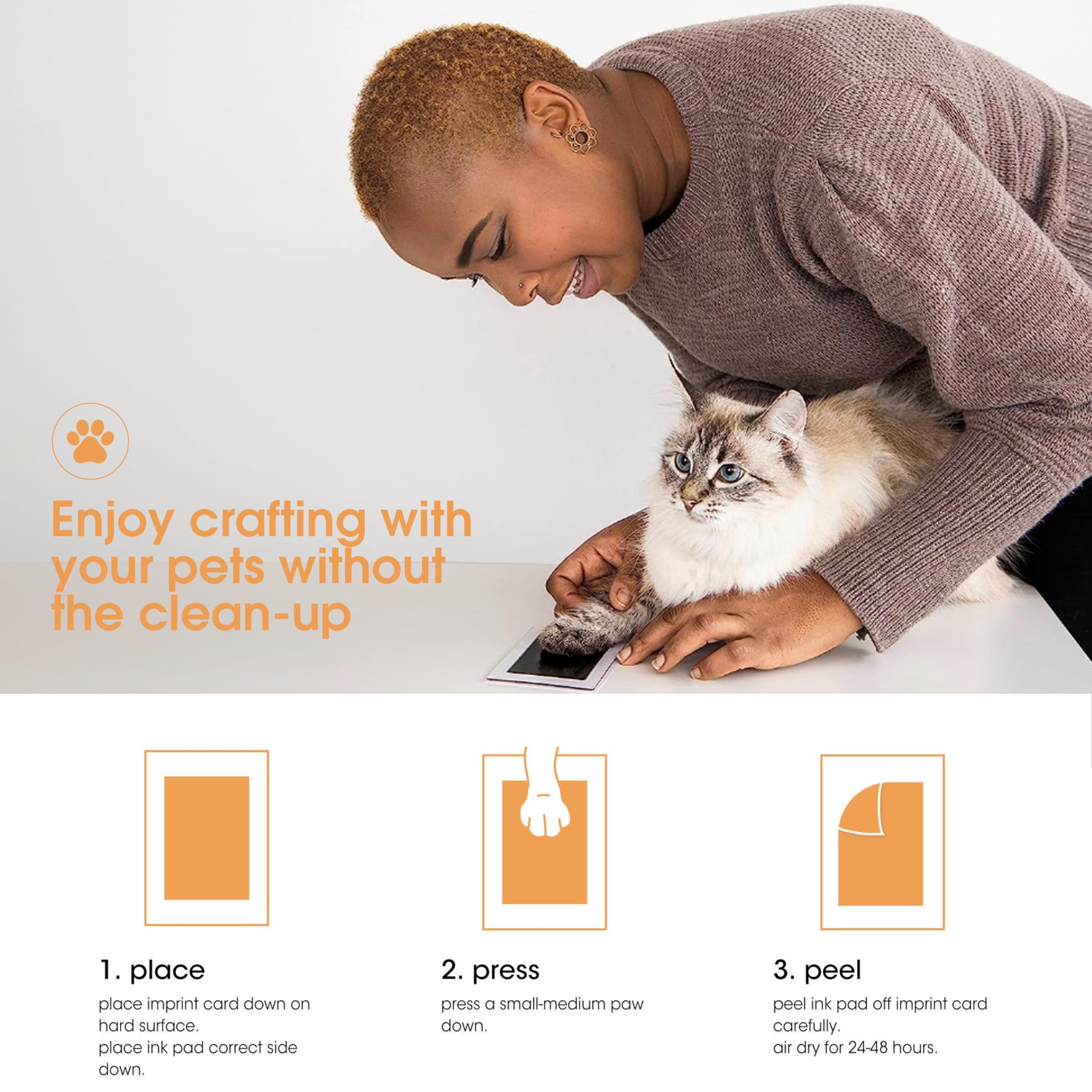 Pearhead Clean Touch Ink Pad Kit for Dogs & Cats - DIY Pet Paw & Nose Print Keepsake Set for Small/Medium Pets - Perfect for Creating Lasting Memories, Pet Adoption Gifts & Family Keepsakes