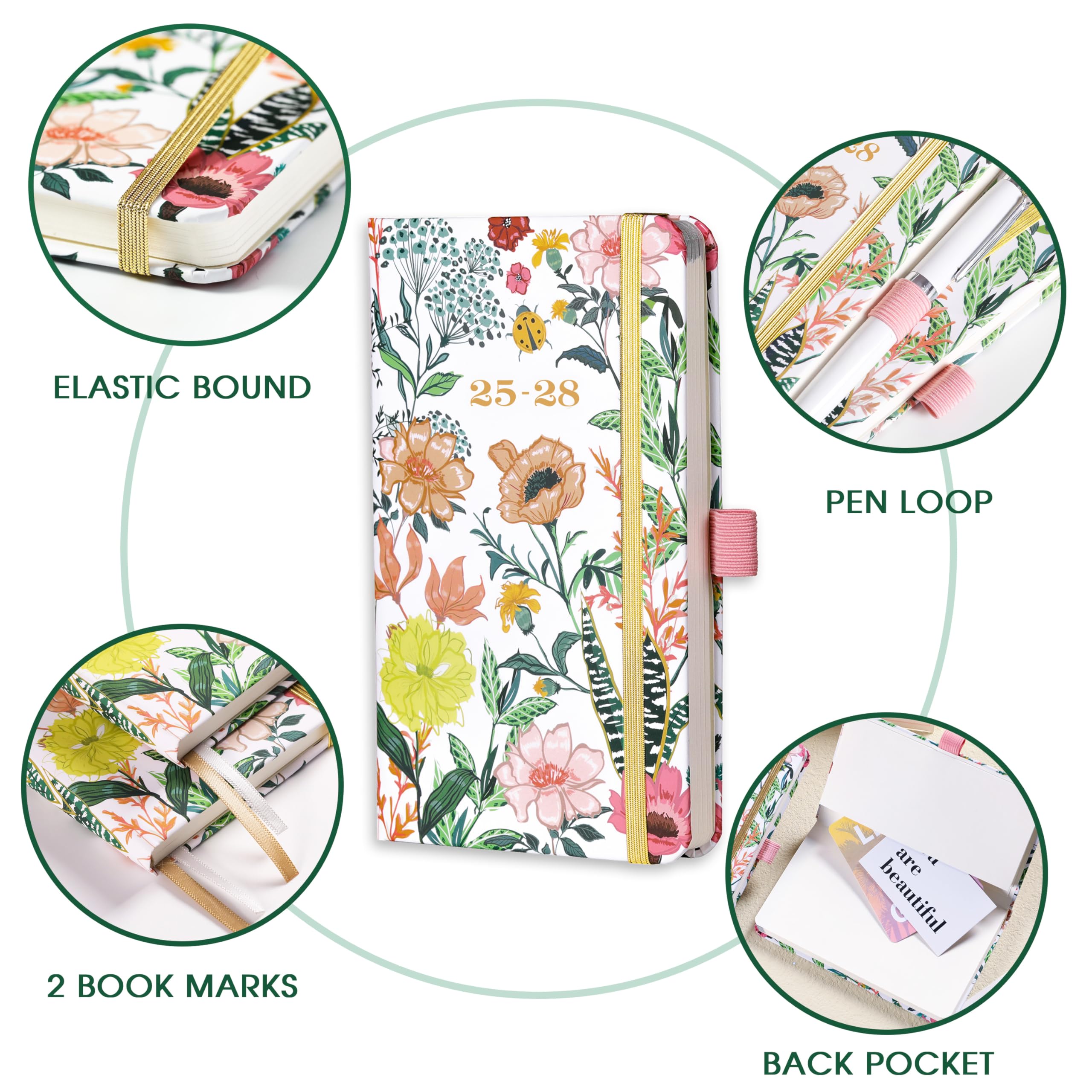 2025-2028 3-Year Monthly Pocket Planner - Small Purse Calendar (3.8