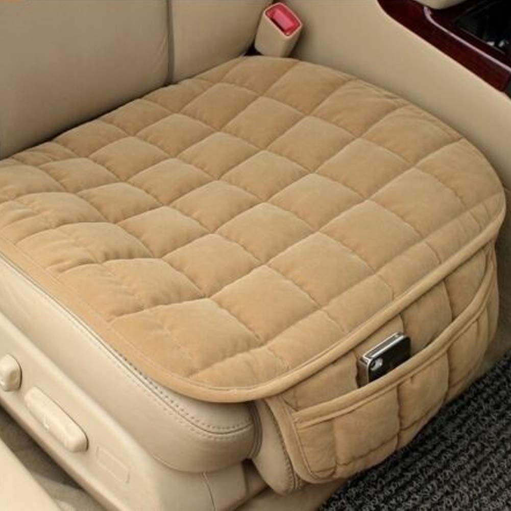 GCARTOUR 2Pack Memory Foam Car Seat Cushion with Non-Slip Rubber Bottom & Storage Pouch - Universal Fit for Driver & Back Seats (Beige) - Premium Comfort for Long Drives, Road Trips & Commuting