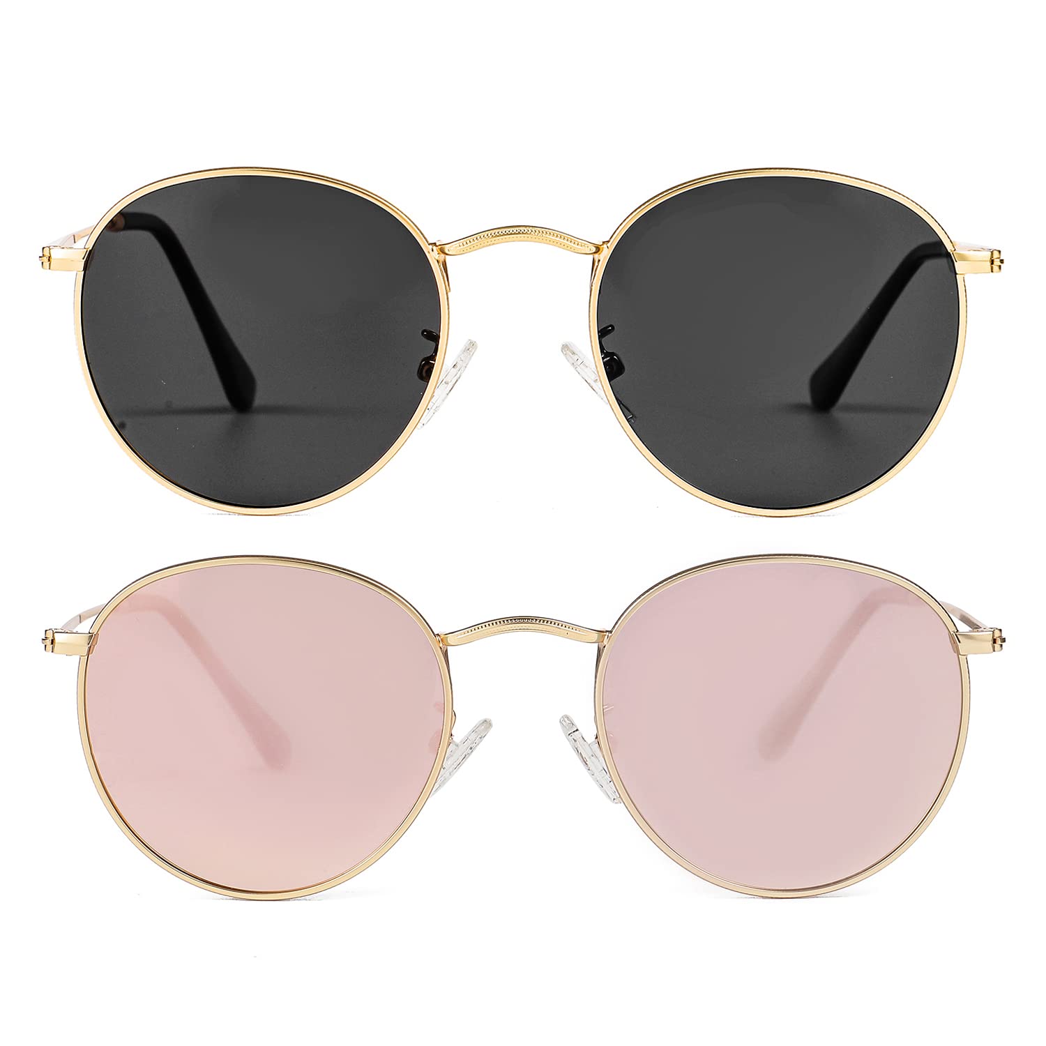 Polarized Round Sunglasses for Women & Men - Classic Vintage Retro Frame with UV400 Protection - Perfect for Driving, Beach & Outdoor Activities