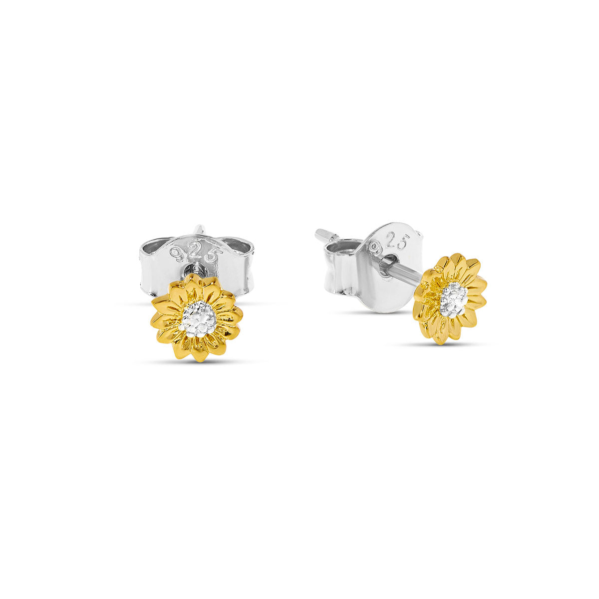 Tiny Sunflower Two Tone Stud Earrings - Dainty Floral Jewelry for Women - Perfect for Everyday Wear, Gifts & Special Occasions