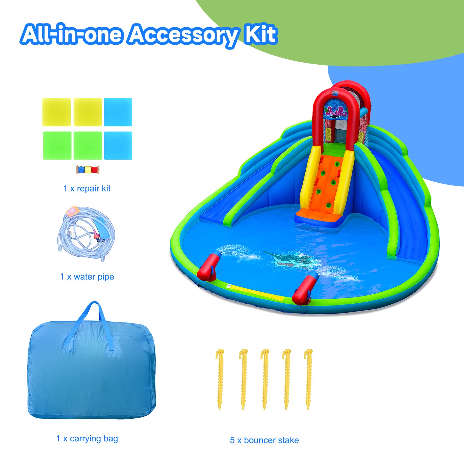 BOUNTECH 18x17FT Inflatable Water Slide for Kids - Giant Outdoor Water Park with 2 Long Slides, Splash Pool & Safety Handrails - Blow Up Bounce House for Backyard Parties, Summer Fun & Birthday Gifts (Perfect for Pool Parties, Family Gatherings & Outdoor Play)