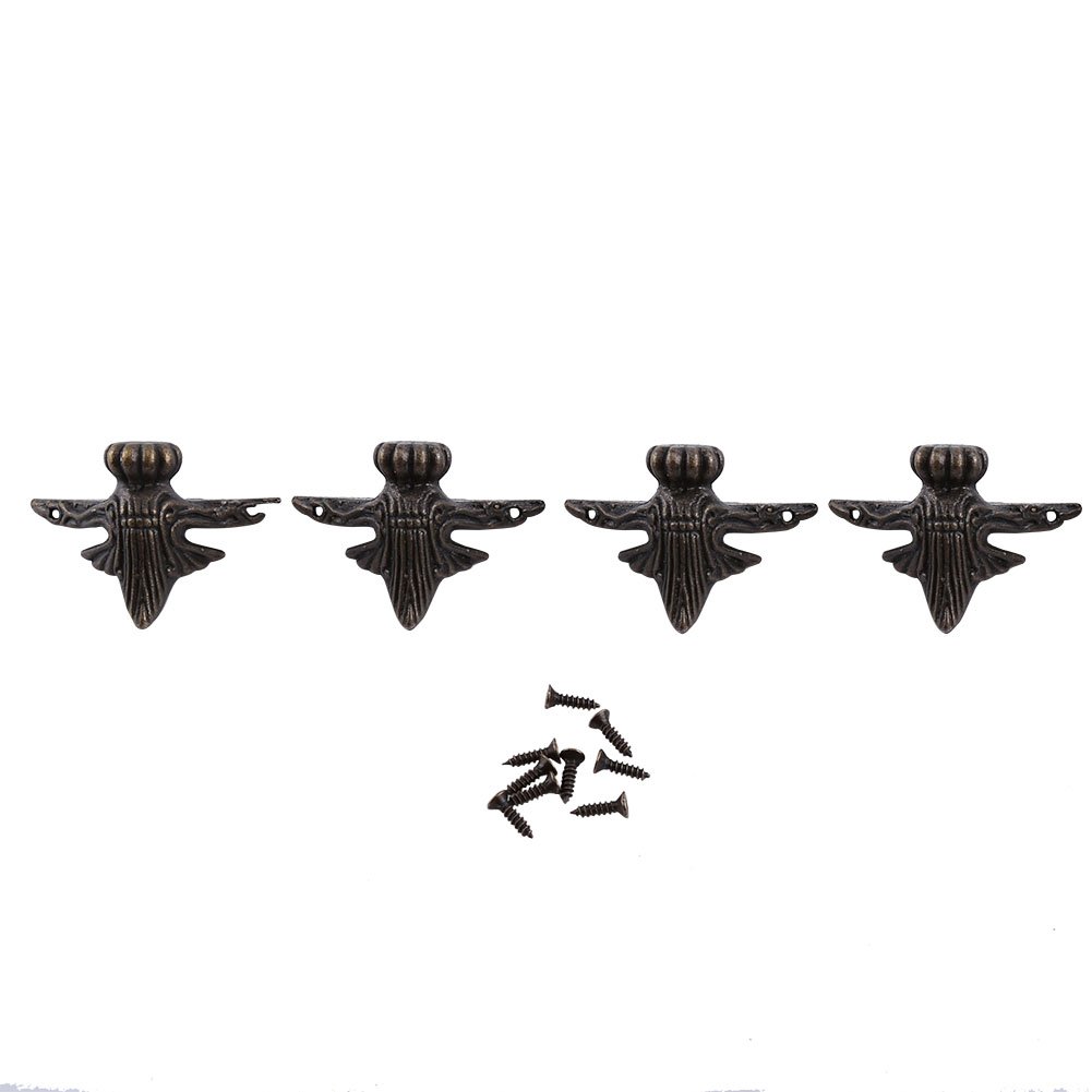 4-Pack Antique Brass Zinc Alloy Corner Guards - Heavy Duty Furniture Bumper Protectors for Table Legs & Chair Feet - Perfect for Home, Office & Restaurant Furniture Protection