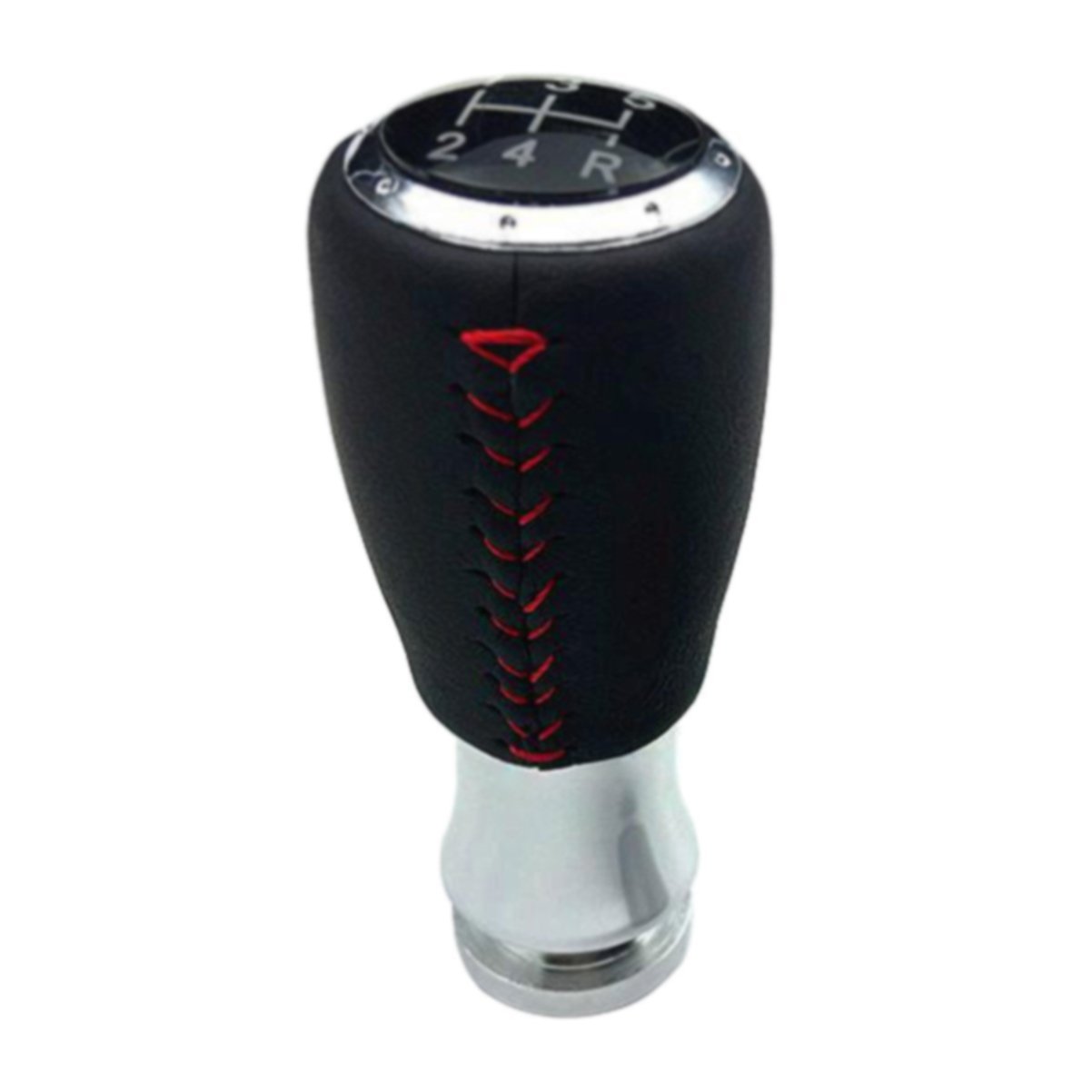 Universal Car Gear Shift Knob - 5 Speed Leather Manual/Automatic Transmission Shifter with 3 Adaptors (8mm/10mm/12mm) - Red - Perfect for Racing, Drifting & Custom Car Upgrades