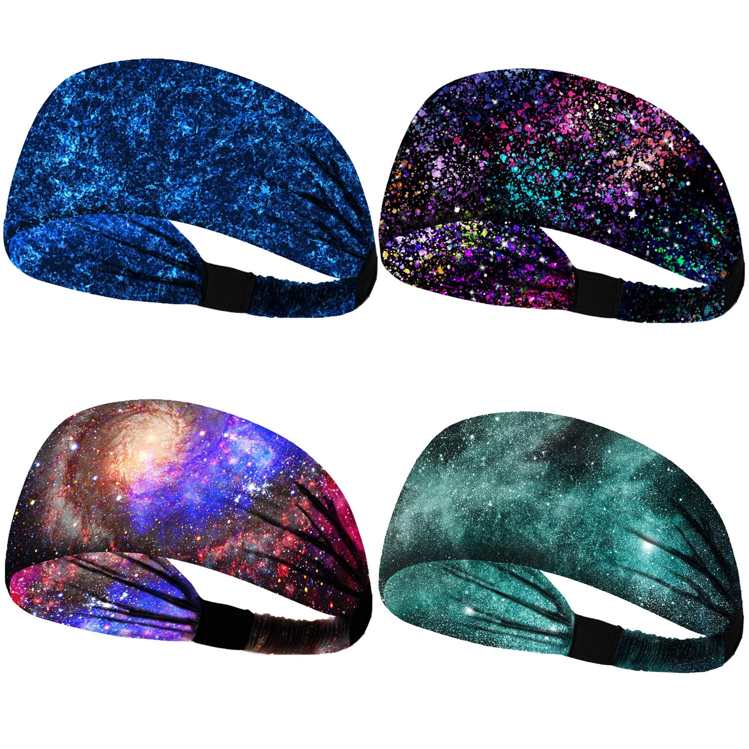 Non-Slip Breathable Headbands for Men & Women - 4 Pack Sweat Bands for Running, Yoga, Gym, Workout - Durable Sports Headbands for Outdoor Exercise & Jogging - Perfect for Active Lifestyles & Fitness Enthusiasts