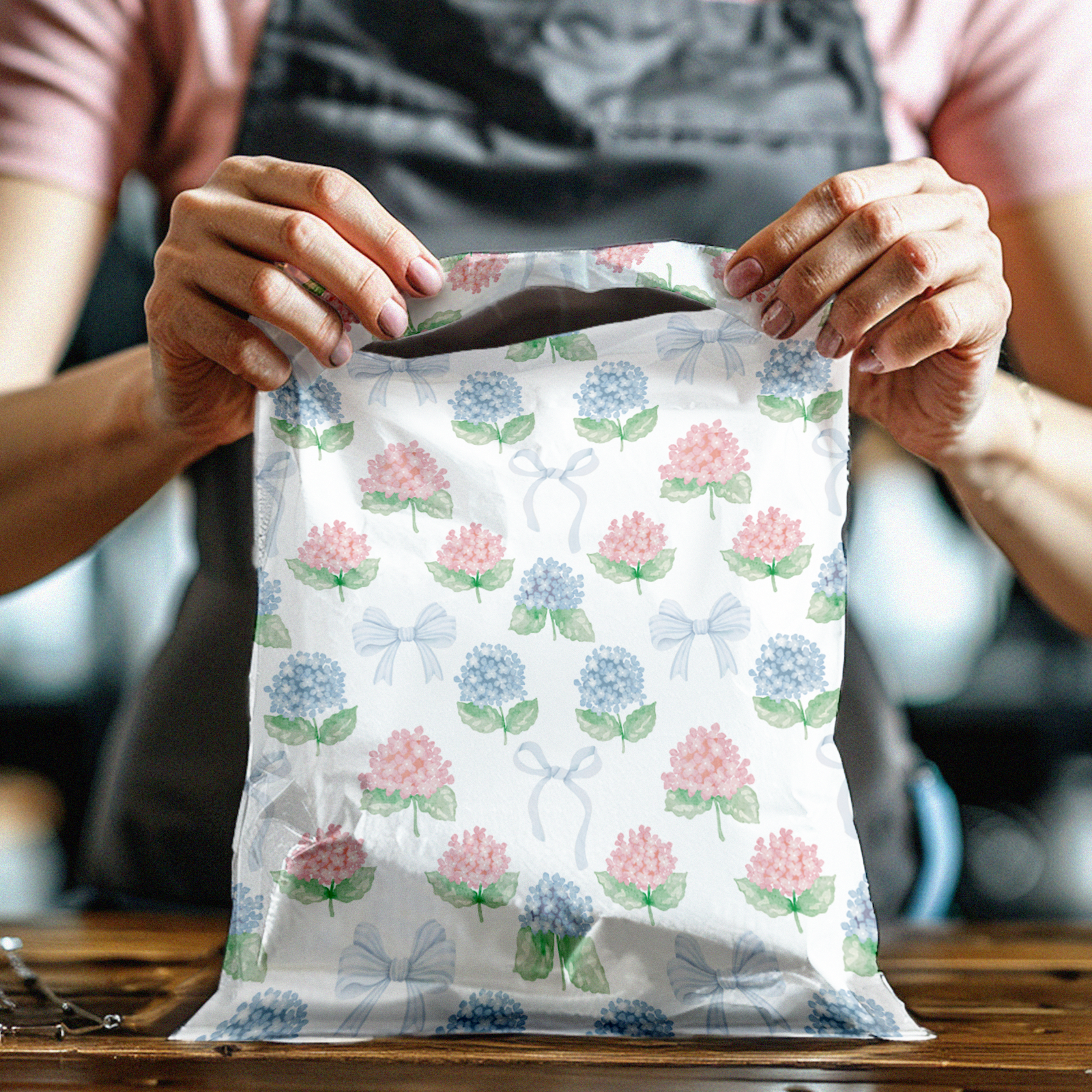 10x13 Hydrangeas Designer Poly Mailers - Premium Printed Shipping Envelopes for Ecommerce, Boutique & Subscription Boxes - Waterproof Mailing Bags for Gifts, Apparel & Small Business Packaging