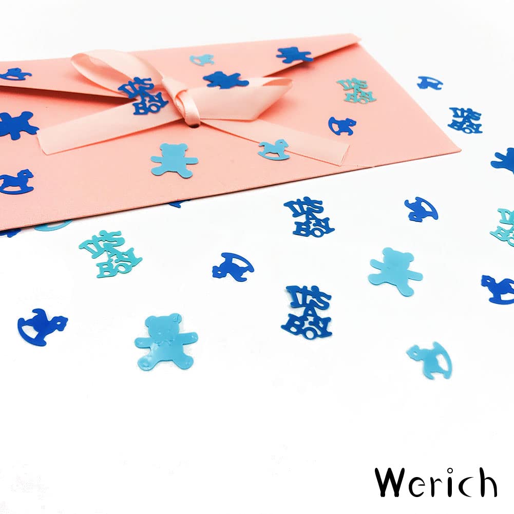 Werich Baby Shower Confetti - Metallic Foil Table Scatters for Gender Reveal, Birthday Party Decorations - Perfect for Baby Shower Games, DIY Party Decor & Table Centerpieces