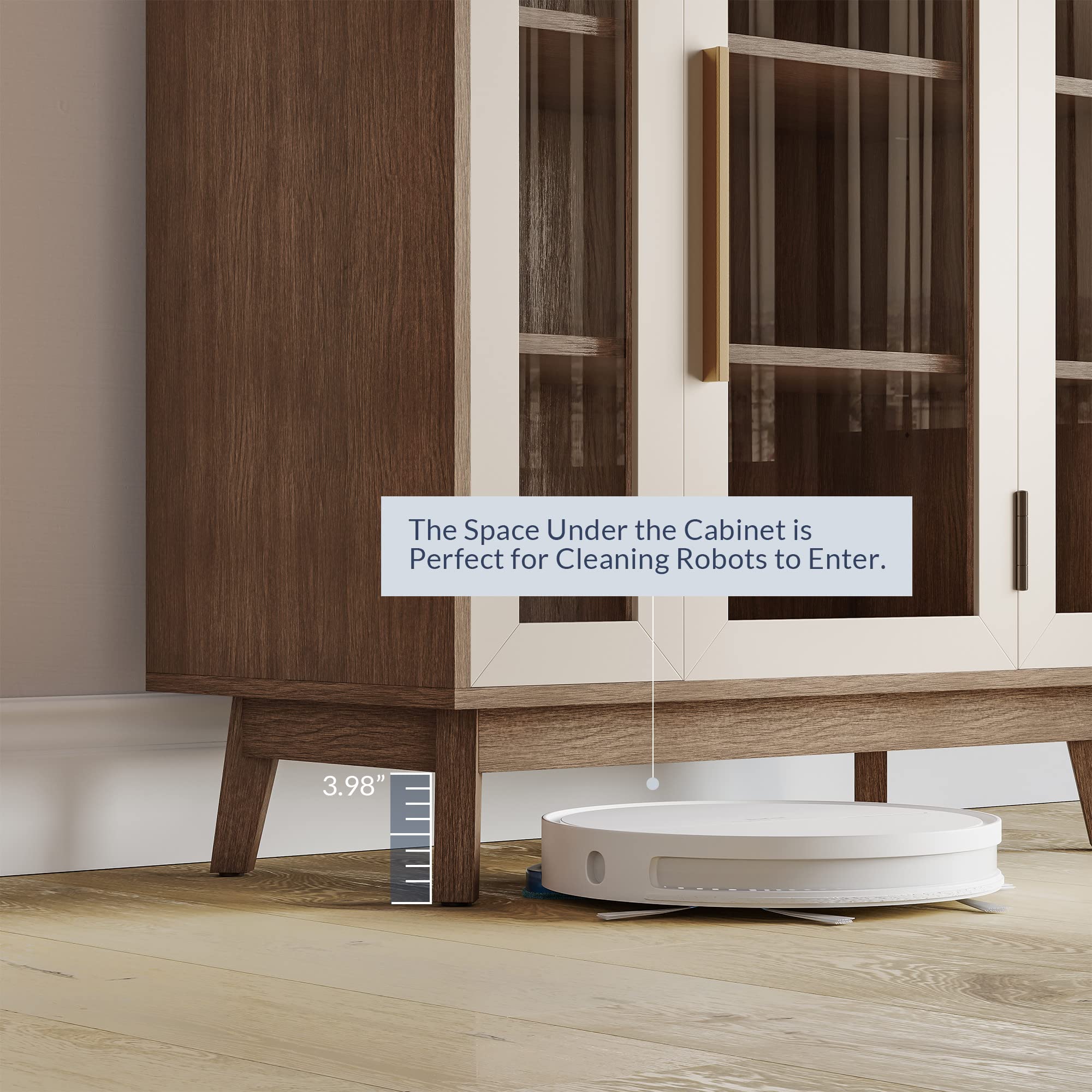 BELLEZE 3-Tier Sideboard Buffet Cabinet - Modern Glass Display Curio Cabinet with Storage, White Kitchen Pantry & Coffee Bar Organizer - Perfect for Living Room, Entryway, and Dining Room Decor