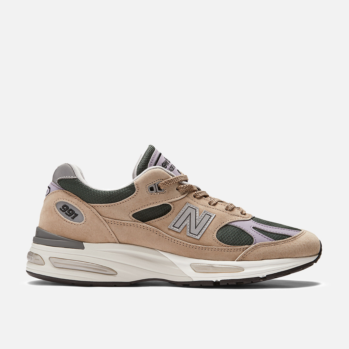 New Balance 991v2 Running Shoes - Made in UK, Offbeat Cement/Douglas Fir Colorway - Perfect for Jogging, Gym & Casual Wear
