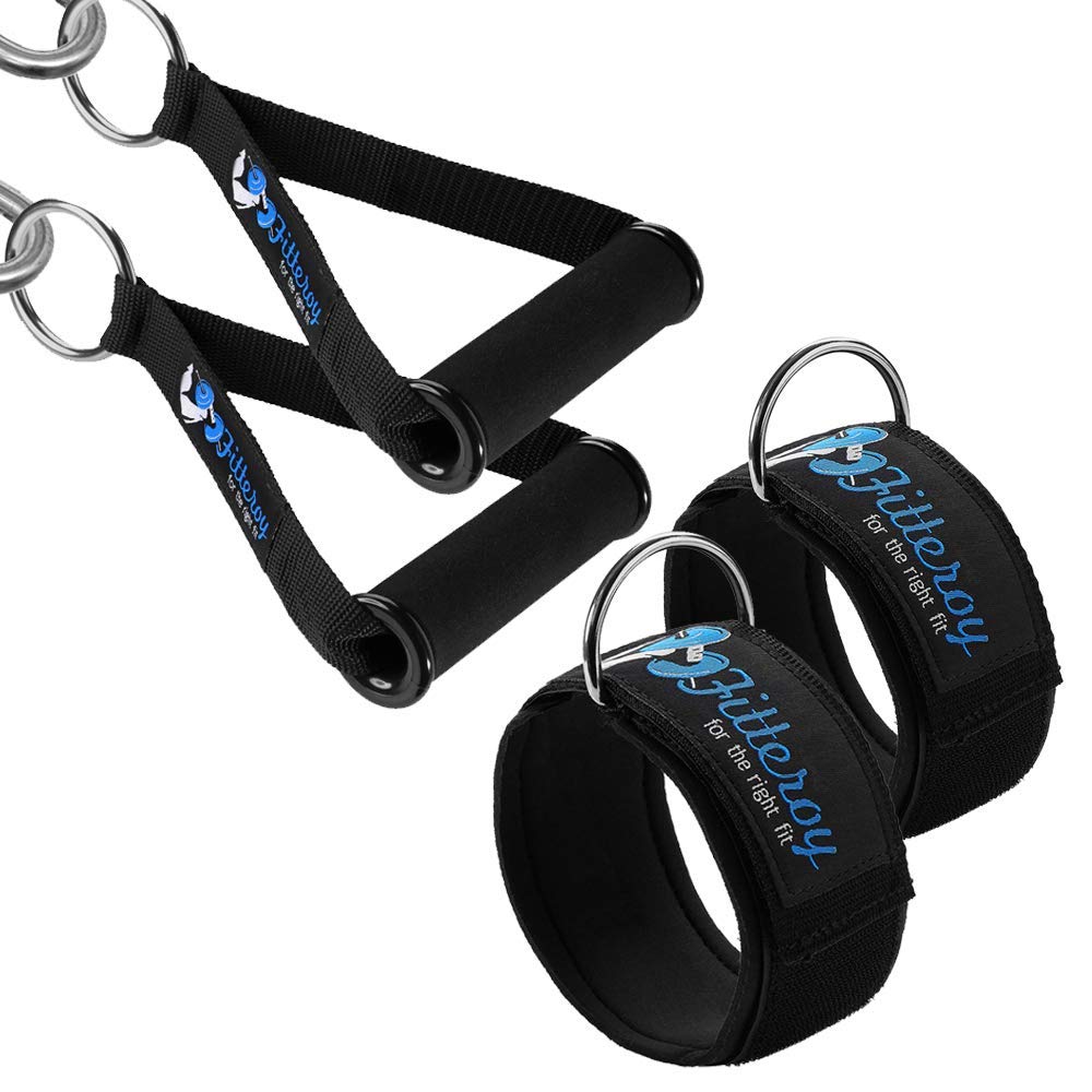 Premium Cable Machine Attachments Set - Heavy Duty Handles & Ankle Strap for Strength Training - Perfect for Home Gym, Commercial Fitness & CrossFit Workouts