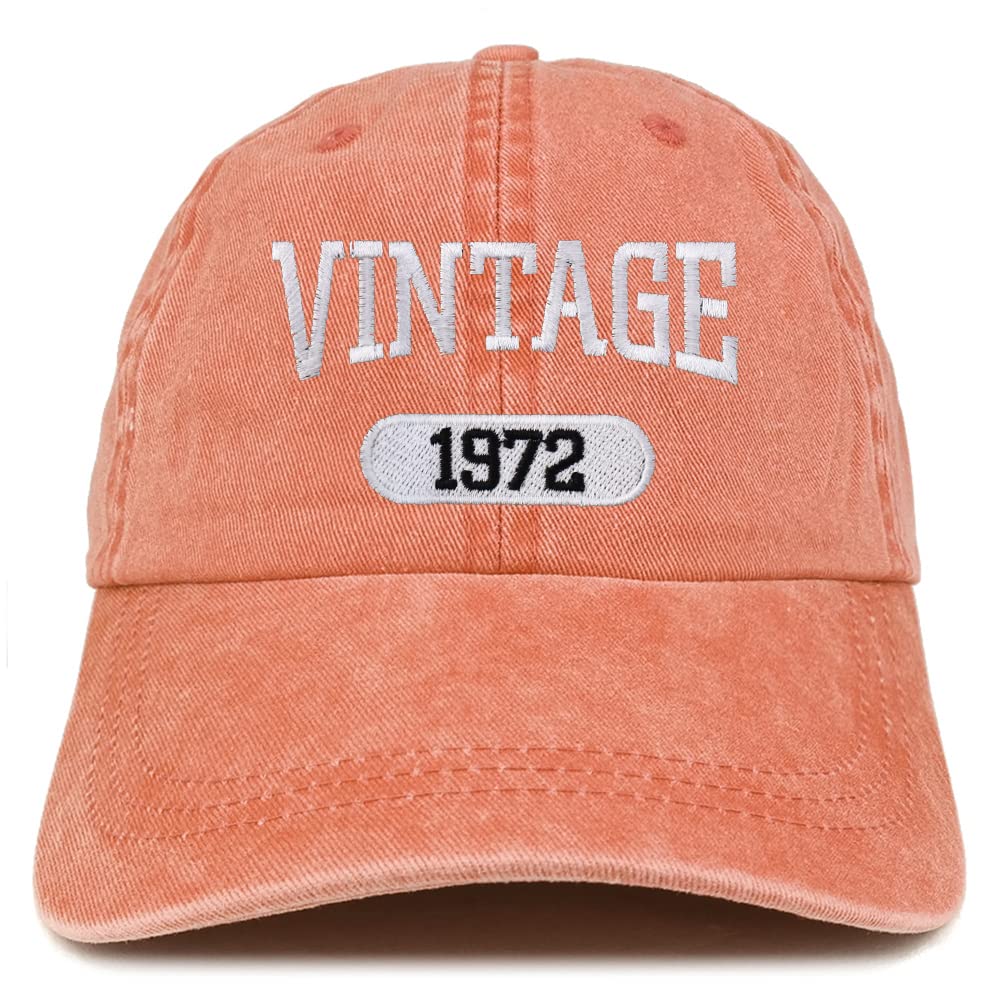 Vintage 1972 Embroidered Cotton Cap - 50th Birthday Gift for Men & Women - Pigment Dyed Washed Trendy Baseball Hat - Perfect for Casual Wear, Outdoor Activities & Anniversary Celebrations