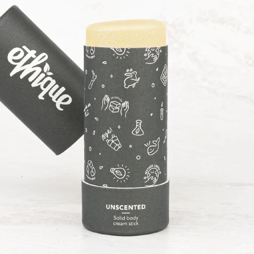 ETHIQUE Solid Body Cream Stick Unscented - 100g Vegan Moisturizer for Dry Skin | Travel-Friendly & Eco-Friendly Skincare for Face & Body