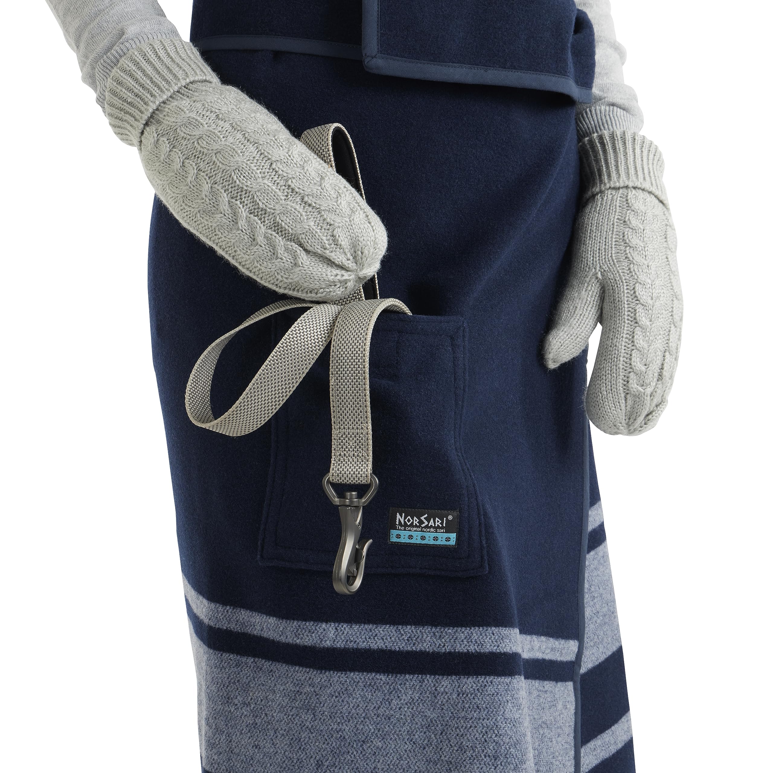 The Wearable Blanket - Ivy League Stripe Navy & Grey Cozy Fleece Blanket Hoodie for Women & Men | Perfect for Lounging, Netflix Nights & Winter Comfort