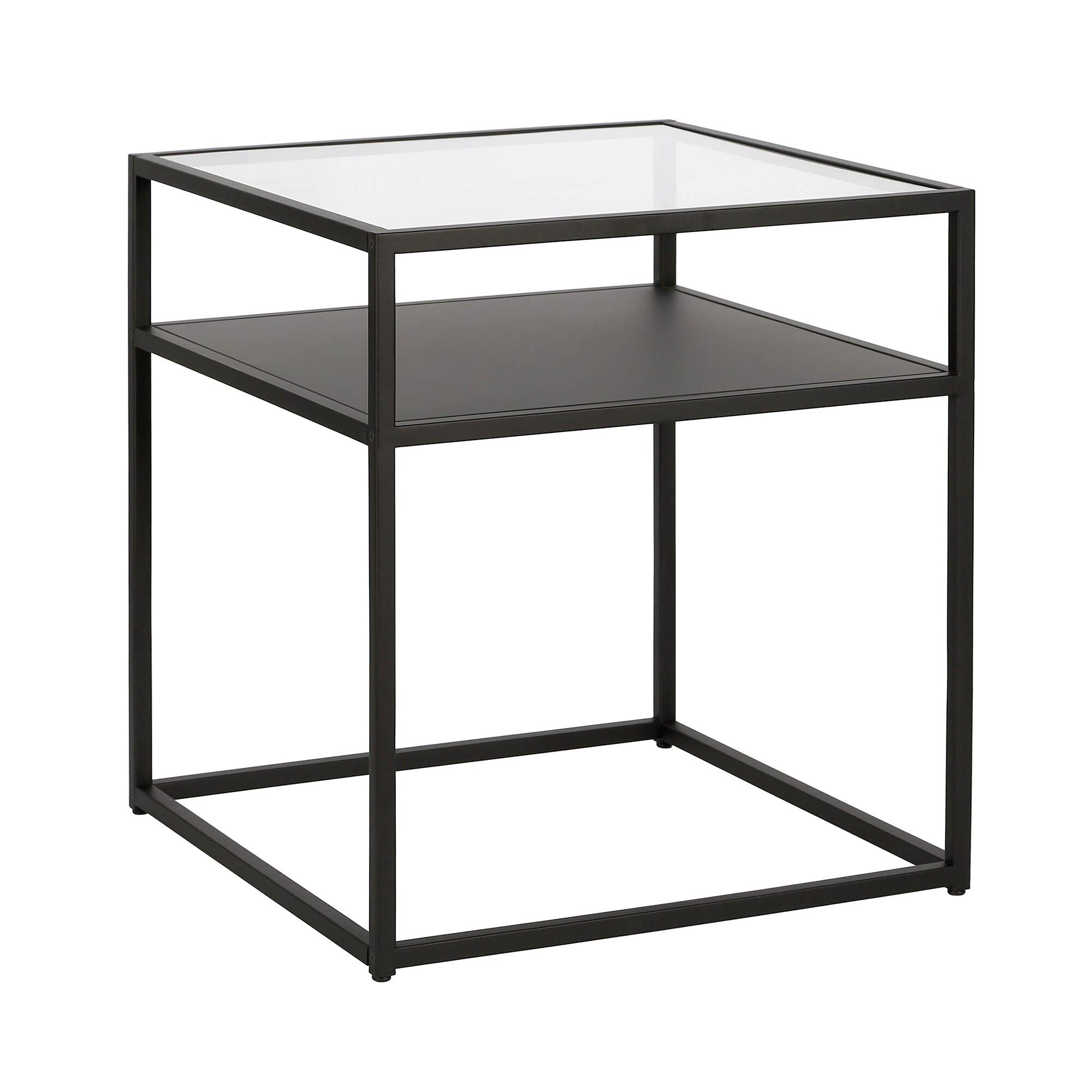 Modern Blackened Bronze Side Table - Contemporary Brushed Metal Accent Table for Living Room, Bedroom, or Office Decor