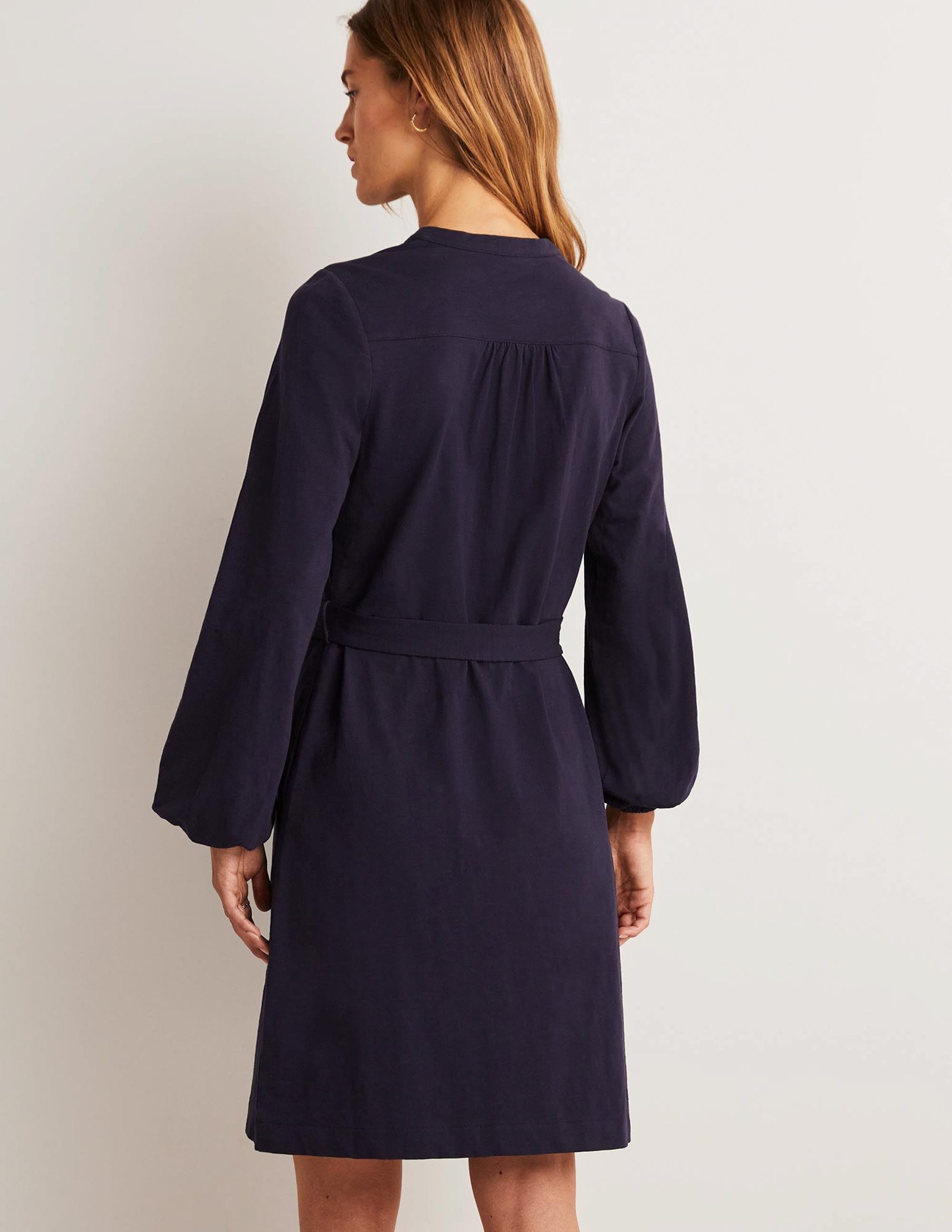 Stylish Navy Belted Jersey Shirt Dress for Women - Perfect for Office Wear, Casual Outings & Date Nights