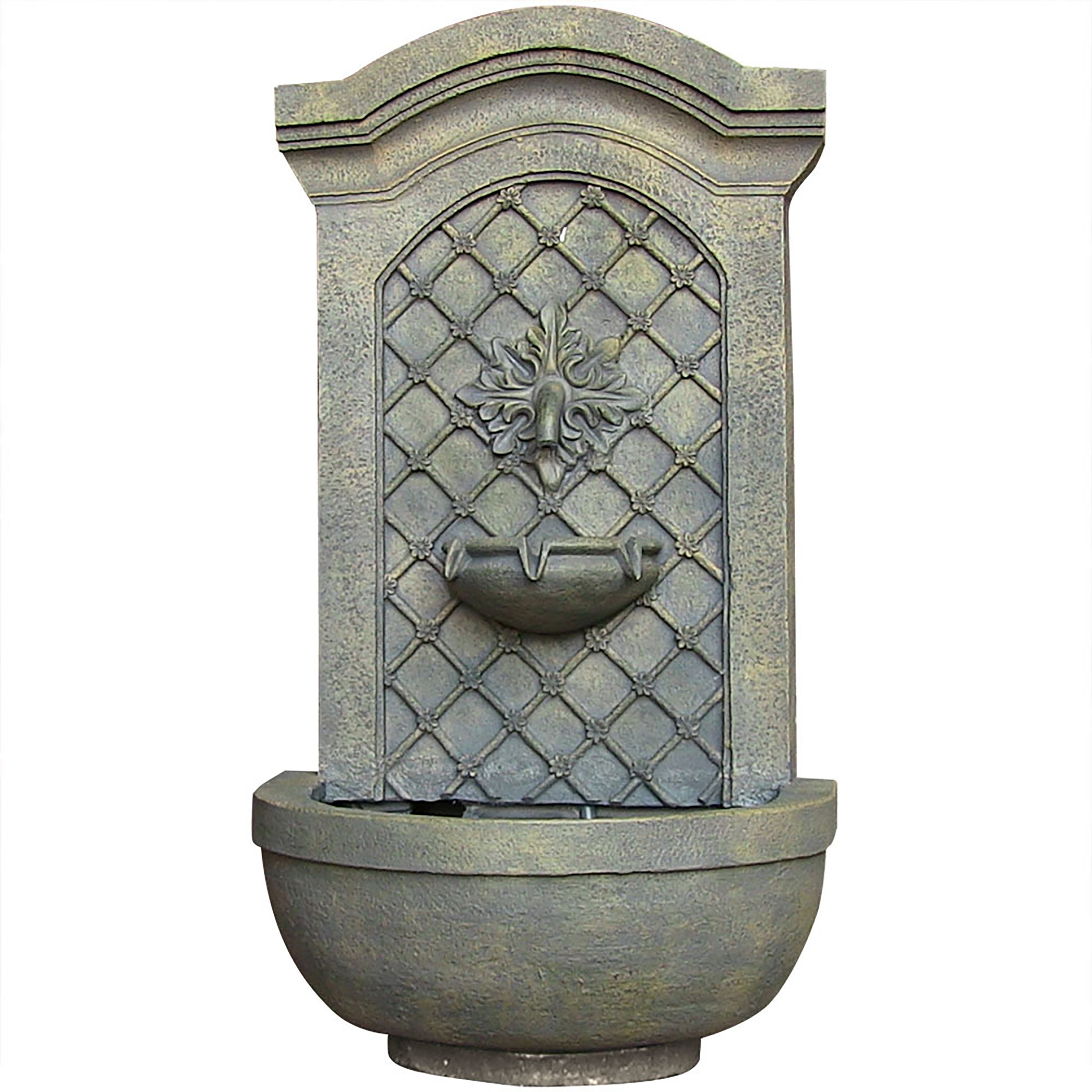 Sunnydaze Rosette Solar Wall Fountain with Battery Backup - Outdoor Garden Water Feature for Patio, Yard & Landscape Decoration