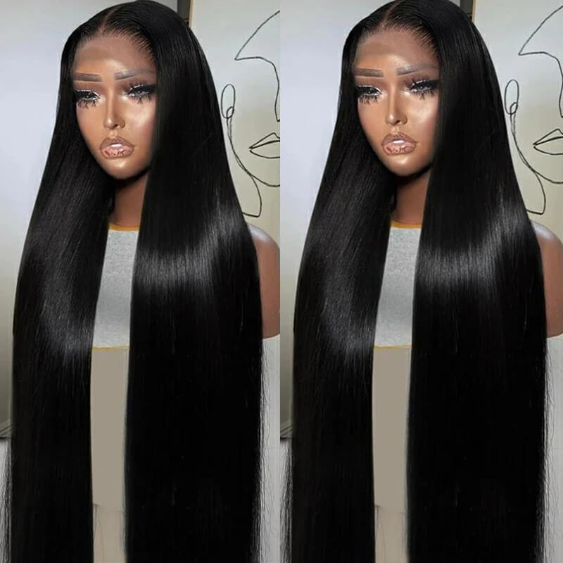 Eullair 13x4 Transparent Lace Front Wig - 100% Human Hair Straight Wig with Undetectable Lace for Natural Look | Perfect for Daily Wear, Cosplay, and Special Occasions
