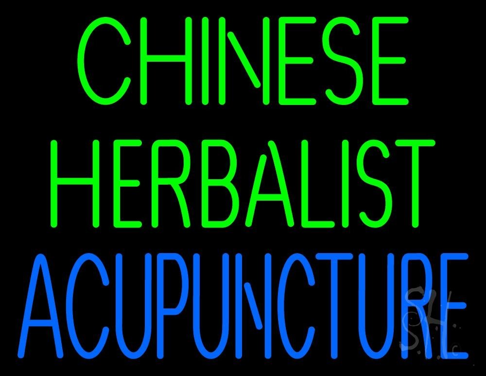 15 x 19 Inch Chinese Herbal Acupuncture LED Neon Sign with Dimmer - Premium Black Square Cut Acrylic Backing for Indoor Decor - Perfect for Spa, Clinic, Yoga Studio & Home Wellness Spaces