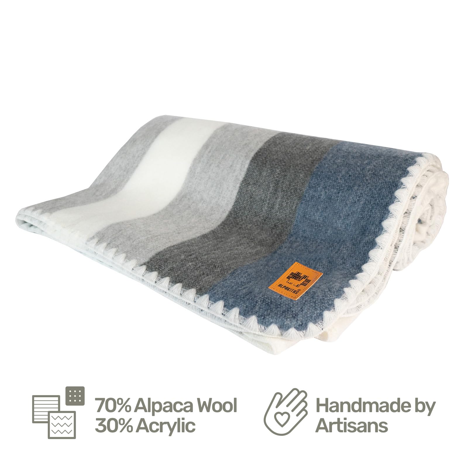 Premium Alpaca Wool Throw Blanket - Soft & Lightweight 64