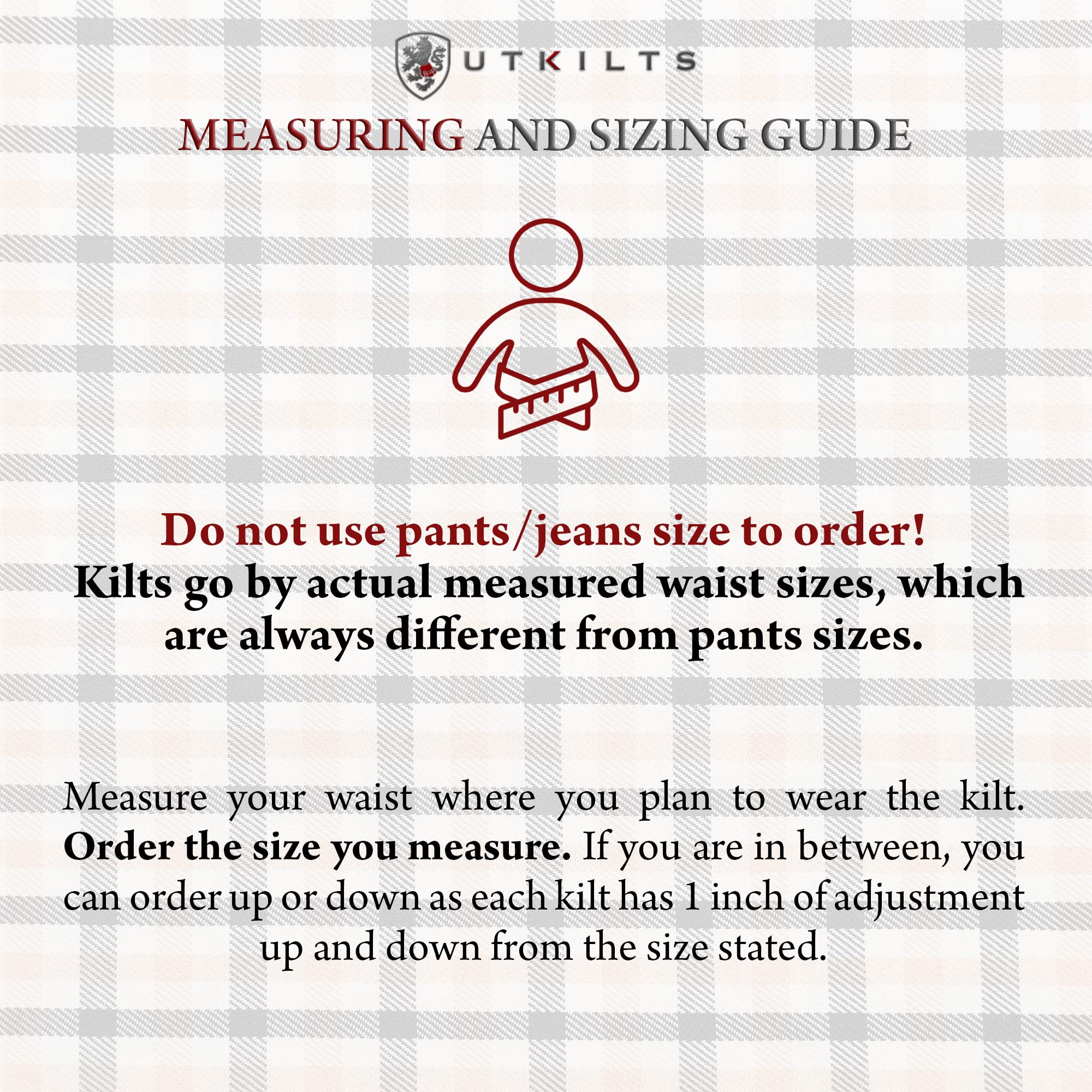 UT Kilts Men's Standard Tartan Utility Kilt - Adjustable Hip Straps | Modern Scottish Tactical Kilt for Everyday Wear | Perfect for Highland Games, Renaissance Fairs & Casual Outfits