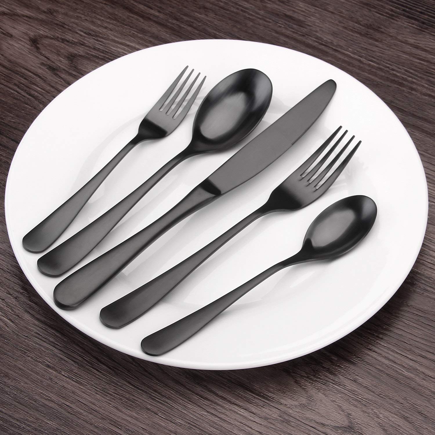 Bysta 20-Piece Matte Black Stainless Steel Flatware Set - Satin Finish Cutlery Set for 4, Dishwasher Safe Kitchen Utensils for Home & Restaurant Use | Elegant Dining, Dinner Parties, Wedding Gifts & Daily Tableware