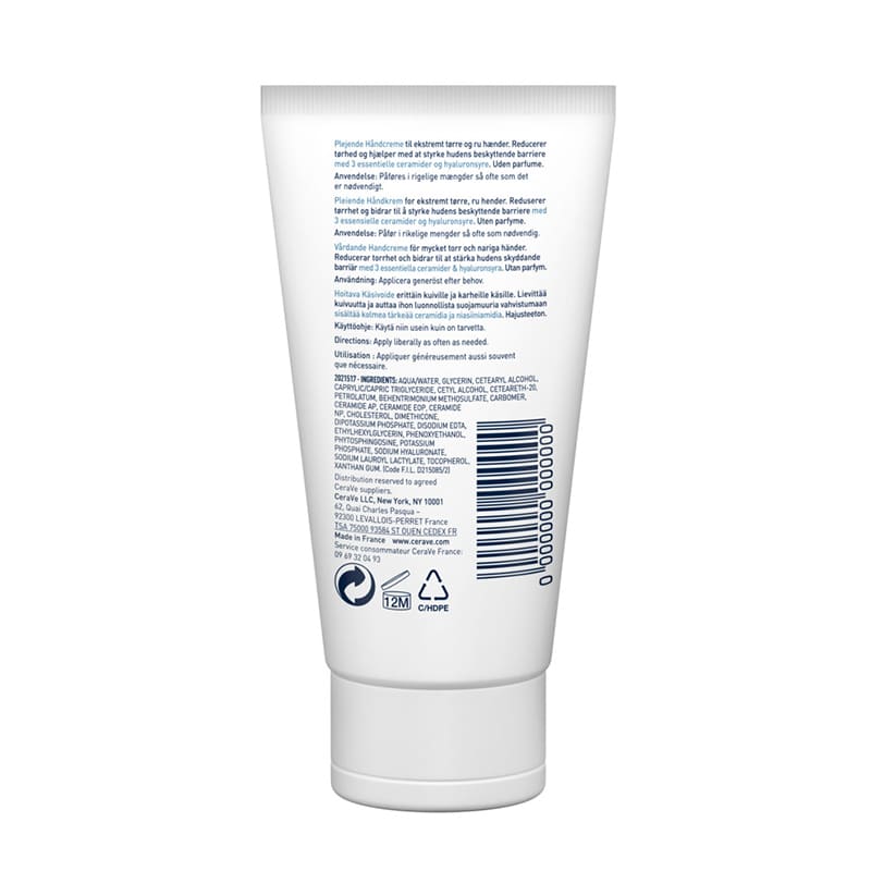 CeraVe Reparative Hand Cream for Extremely Dry & Rough Hands | Fragrance-Free Moisturizer with Ceramides & Hyaluronic Acid | Perfect for Dry Skin Care & Cracked Hand Relief | Ideal for Winter, Eczema & Daily Hand Care Routine