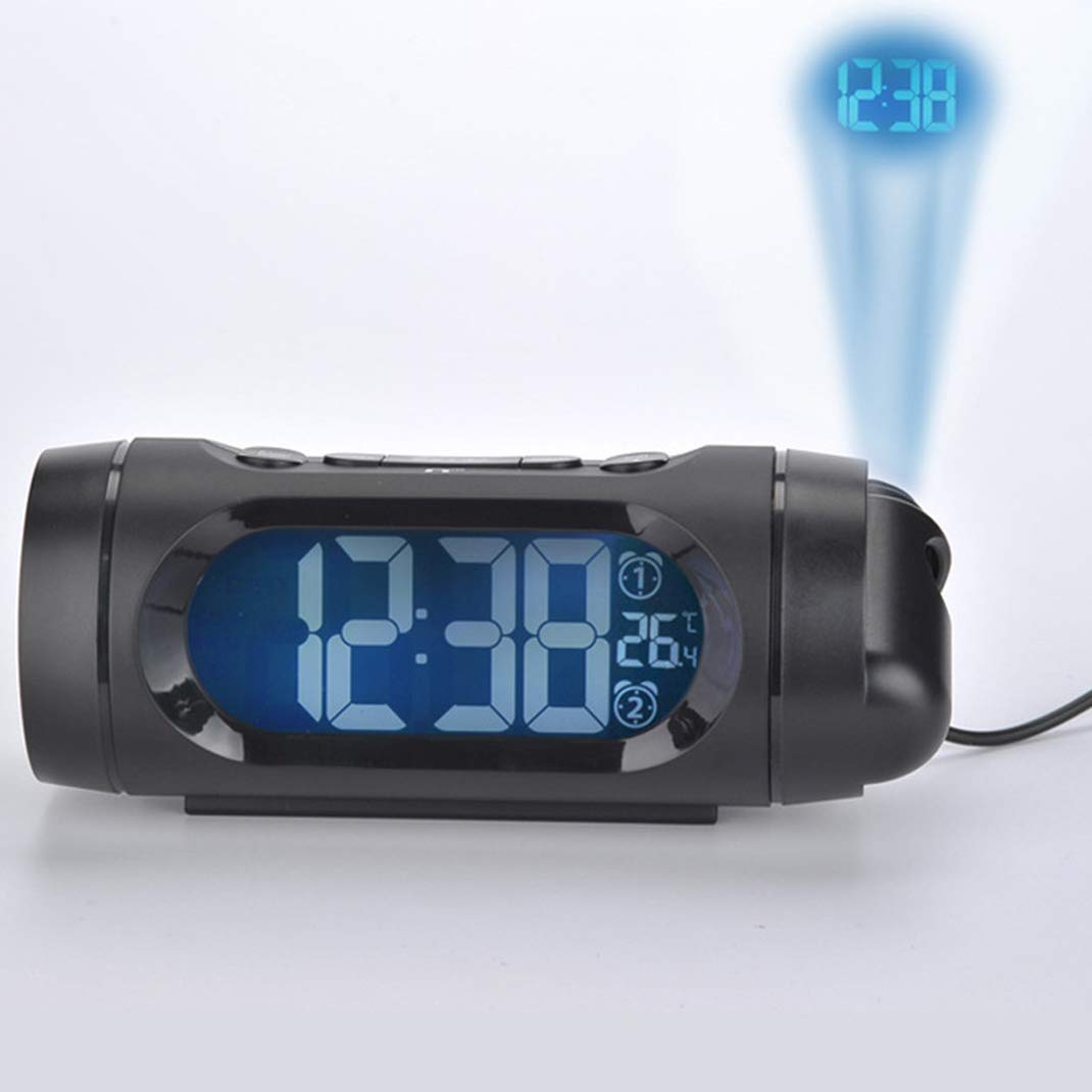 XYLXJ Alarm Clock with Projection & FM Radio - LED HD LCD Display, Ceiling Projection, Backlight, Snooze - Luminous Bedside Clock for Home, Office, Dorm Room | Perfect for Nighttime Use & Easy Time Reading