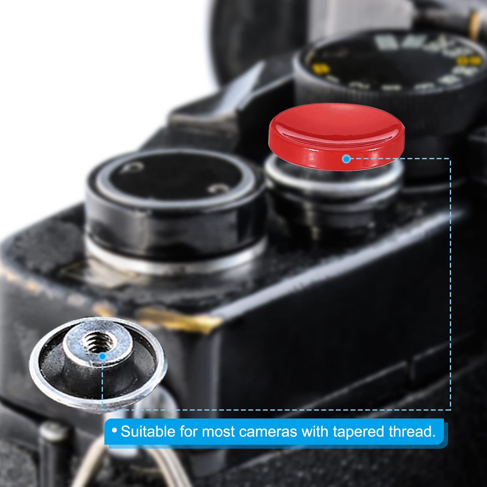 3 Pack Soft Shutter Release Button for Nikon Fujifilm Leica Cameras - Pure Copper Concave Design (Red/Black/Orange) - Perfect for DSLR Photography, Street Shooting & Travel Scenes