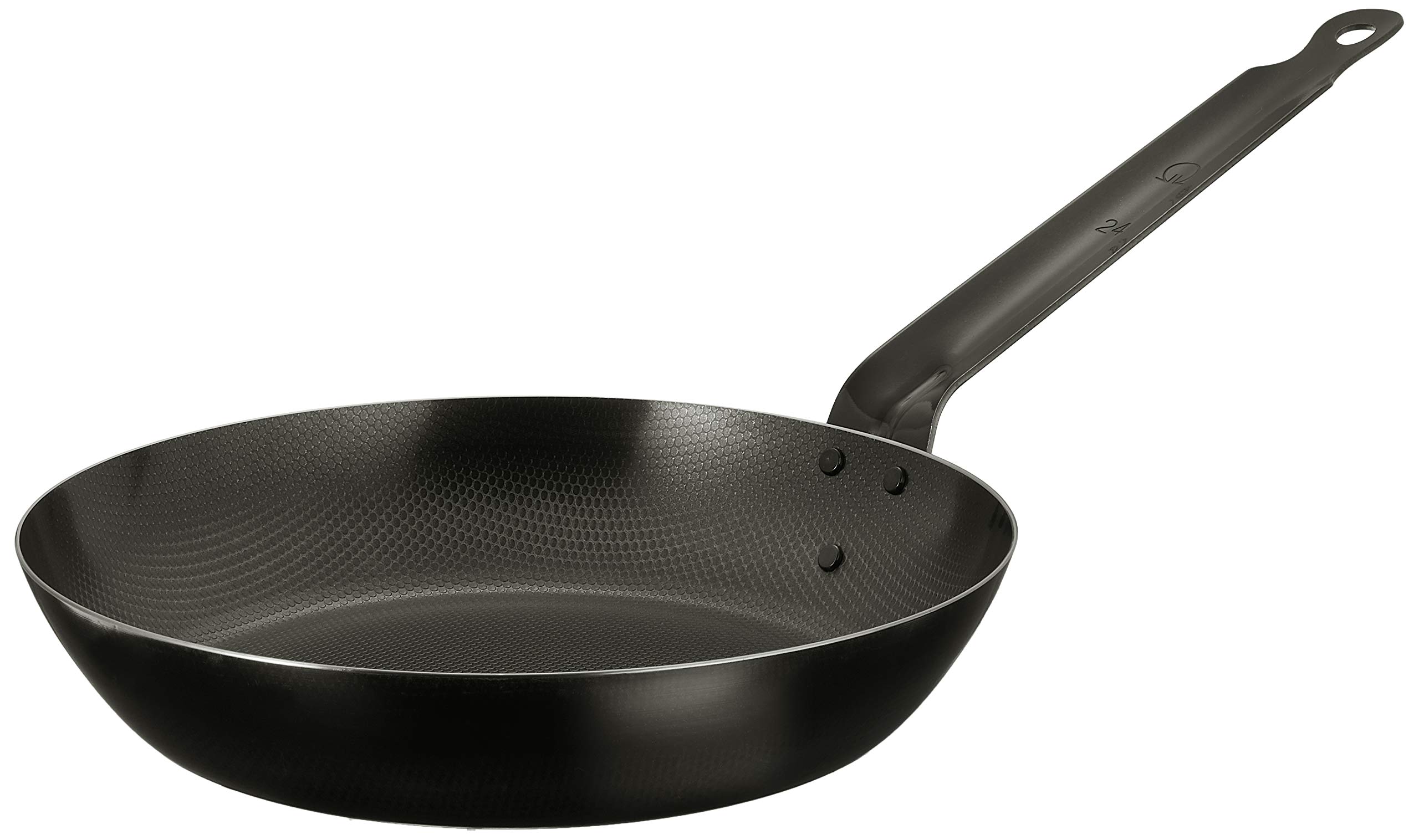 Endoshoji TKG 9.4 Inch Iron Frying Pan - Non-Stick, IH Compatible, Textured Embossed Surface for Even Heating - Commercial Grade Japanese Cookware - Perfect for Searing Steaks, Stir-Frying Vegetables & Professional Kitchen Use