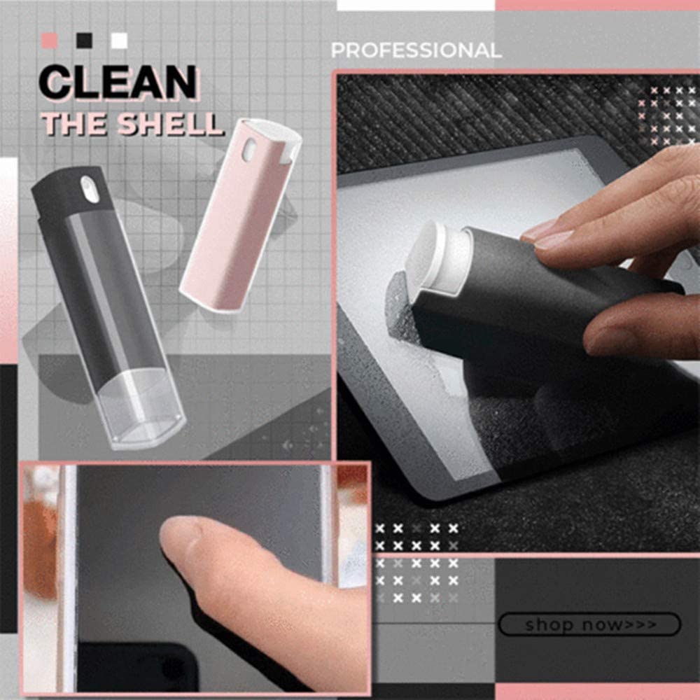 3-in-1 Anti-Fingerprint Screen Cleaner Kit - Reusable & Safe for All Phones, Laptops, Tablets - Removes Smudges, Dust & Oil - Includes Screen Cleaning Spray & Microfiber Cloth (Gray) - Perfect for Home, Office & Travel Use