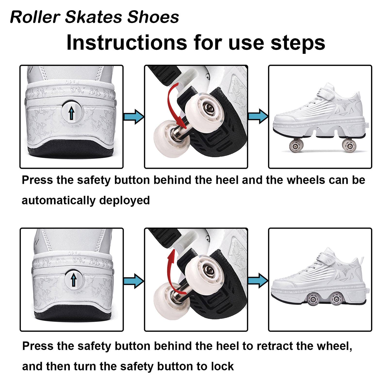 2-in-1 Roller Skates Shoes for Men, Women & Kids - Convertible Wheeled Sneakers with Flexible Wheels | Perfect for Outdoor Fun, Fitness & Gifts