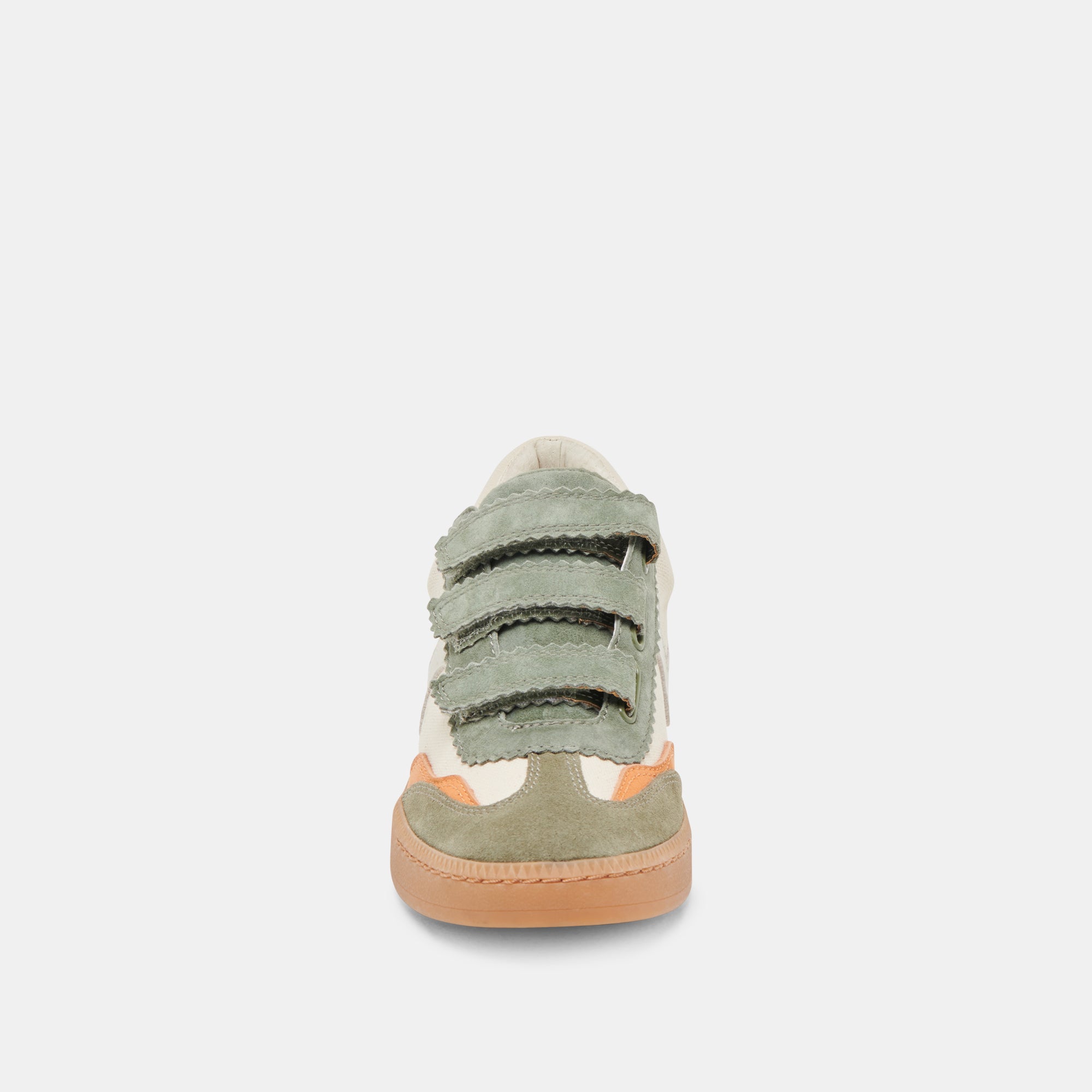 Velcro Sneakers for Men & Women - Olive Multi-Color Canvas Casual Shoes | Comfortable Walking & Light Hiking Footwear
