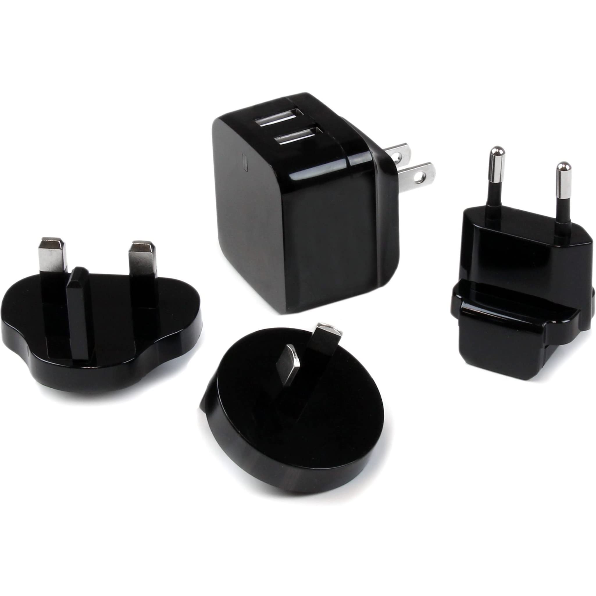 StarTech.com 2-Port USB Travel Wall Charger - Universal International Power Adapter with Dual USB Ports - Compact Black USB Charger (USB2PACBK) for Phones, Tablets & Devices - Perfect for Hotels, Airports & Worldwide Travel