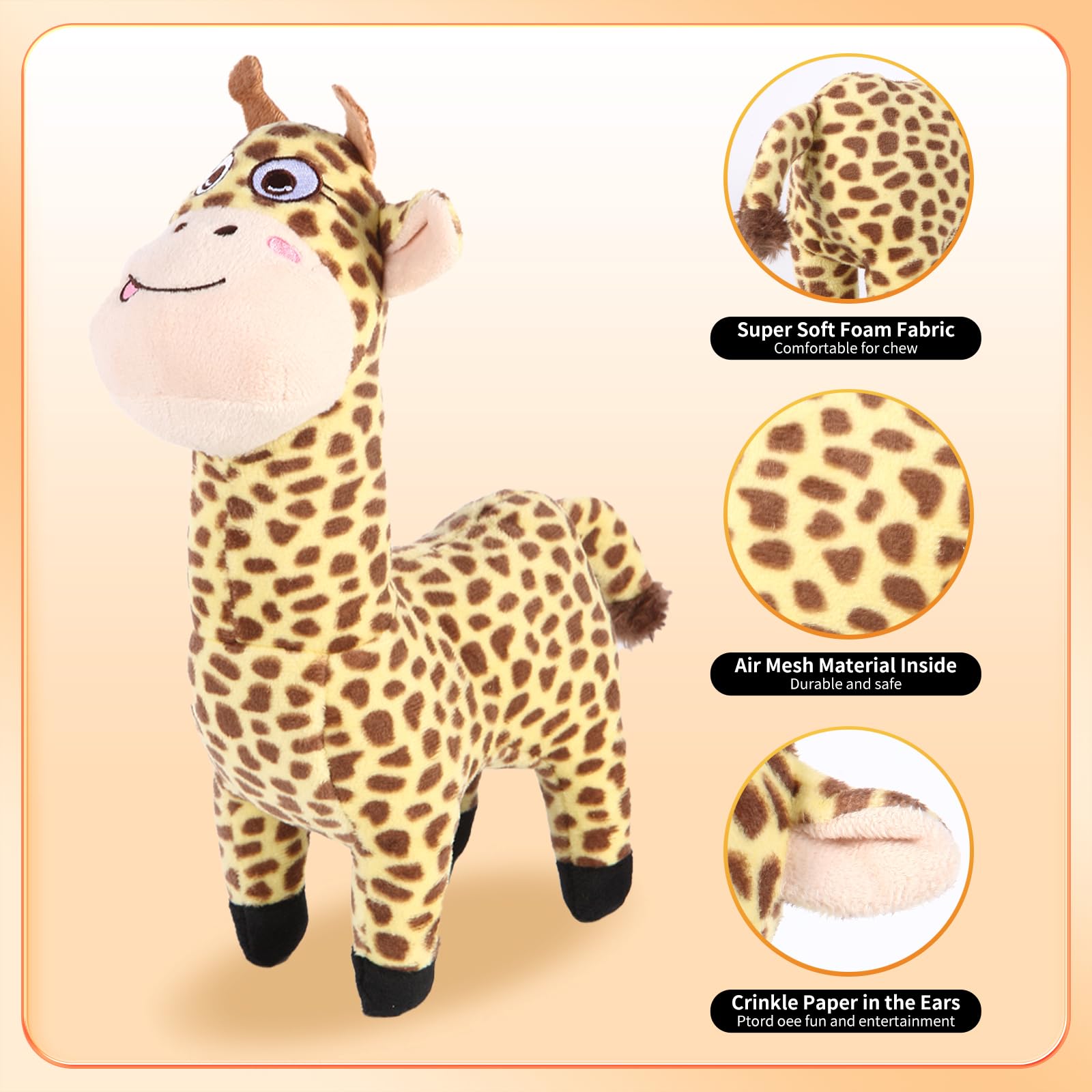 Durable Squeaky Dog Toy for Small, Medium & Large Dogs - Cute Giraffe Plush Chew Toy with Soft Fabric for Indoor Play | Perfect for Teething Puppies & Interactive Playtime
