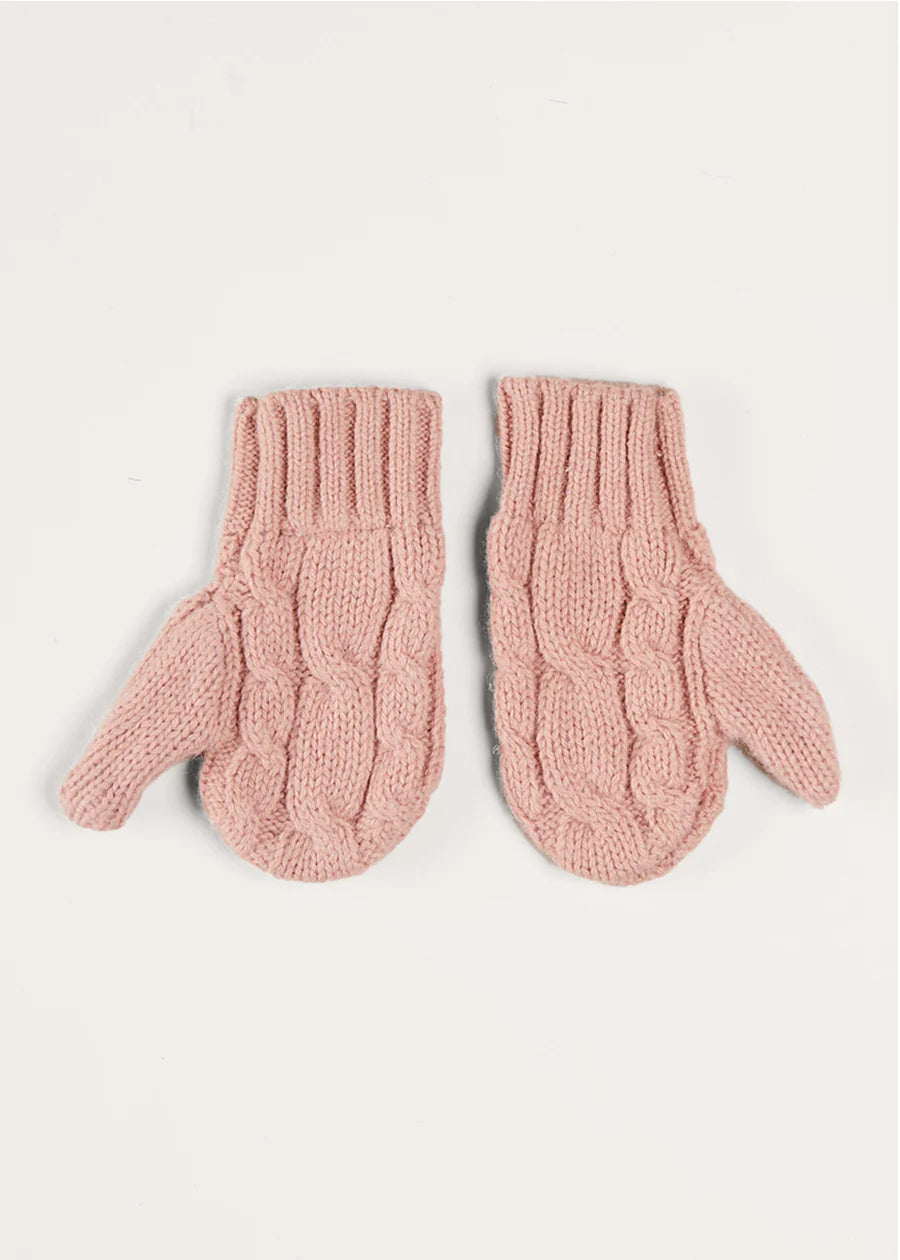 Pink Cable Knit Mittens for Women - Warm Winter Gloves (Small & Large) - Perfect for Snowboarding, Skiing & Outdoor Activities