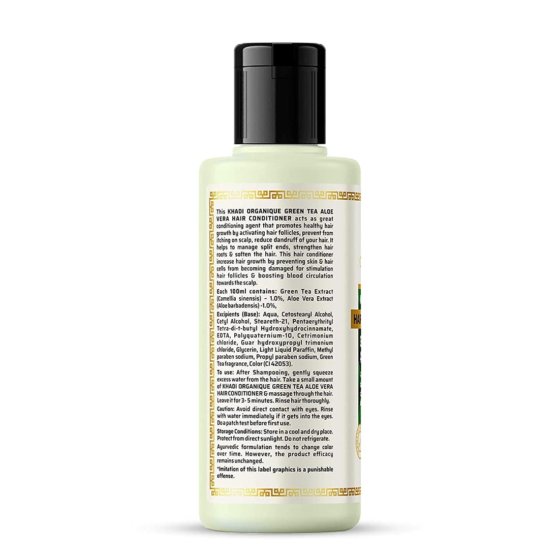 Organic Green Tea & Aloe Vera Hair Conditioner - Softens Hair Roots, Controls Dandruff - Paraben Free, Sulfate Free, SLS Free - 210ml - Perfect for Dry, Damaged Hair & Scalp Care