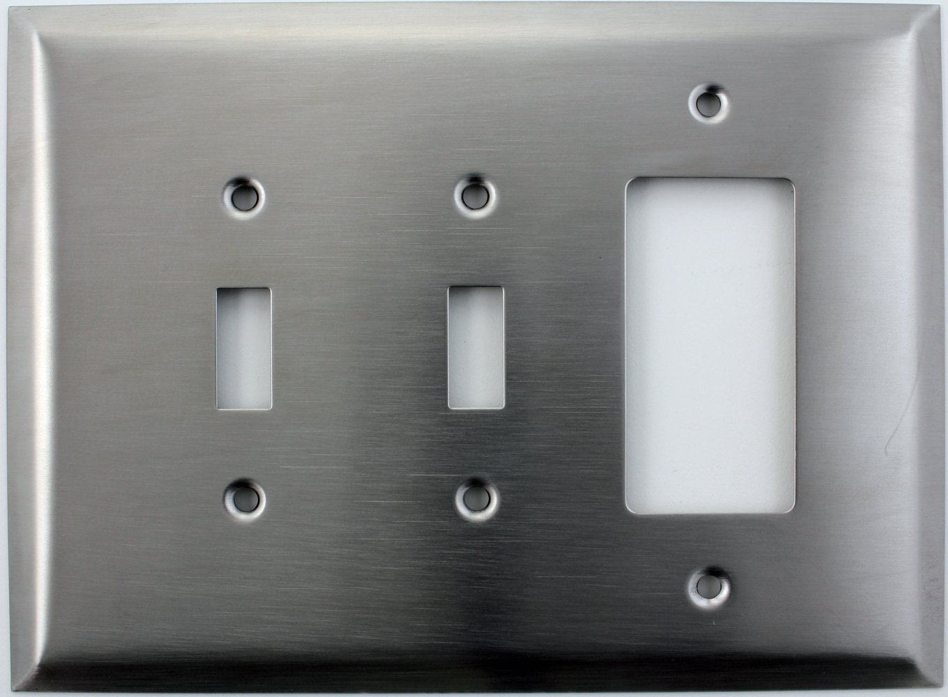 Oversized Jumbo Satin Stainless Steel 3-Gang Switch Plate Cover - Fits 2 Toggle Light Switches & 1 GFCI/Rocker Outlet - Ideal for Home, Office & Commercial Electrical Upgrades