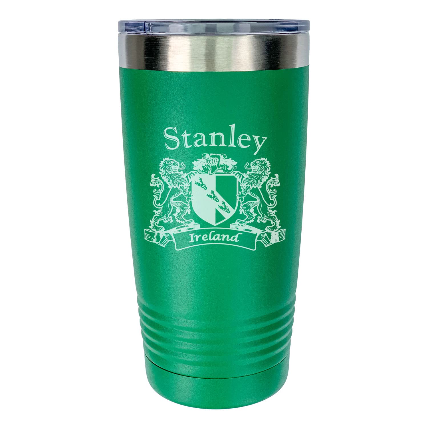 Stanley Irish Coat of Arms Stainless Steel Travel Mug - 20oz Insulated Green Tumbler with Lid for Coffee, Tea & Cold Drinks - Perfect for Camping, Office & Outdoor Adventures