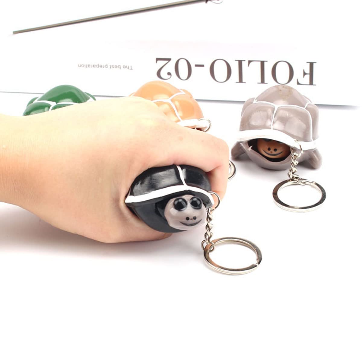 2-Pack Stretchy Turtle Keychain Fidget Toys - Silicone Stress Relief & Anxiety Relief Sensory Toys for Adults & Kids - Random 4 Colors - Perfect for Office, Travel & ADHD Focus Aid
